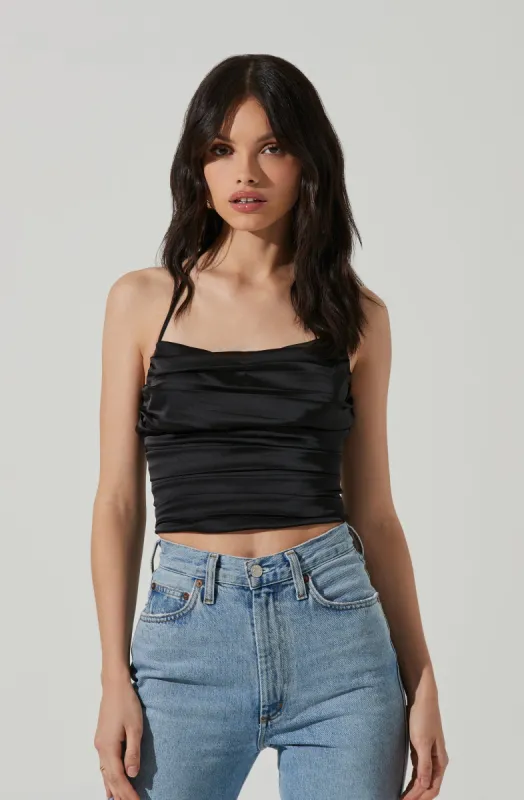 Ruched Cowl Satin Cami sold by Astr