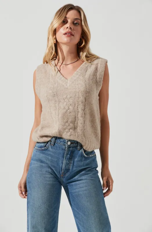 Cable Knit Sweater Vest sold by Astr