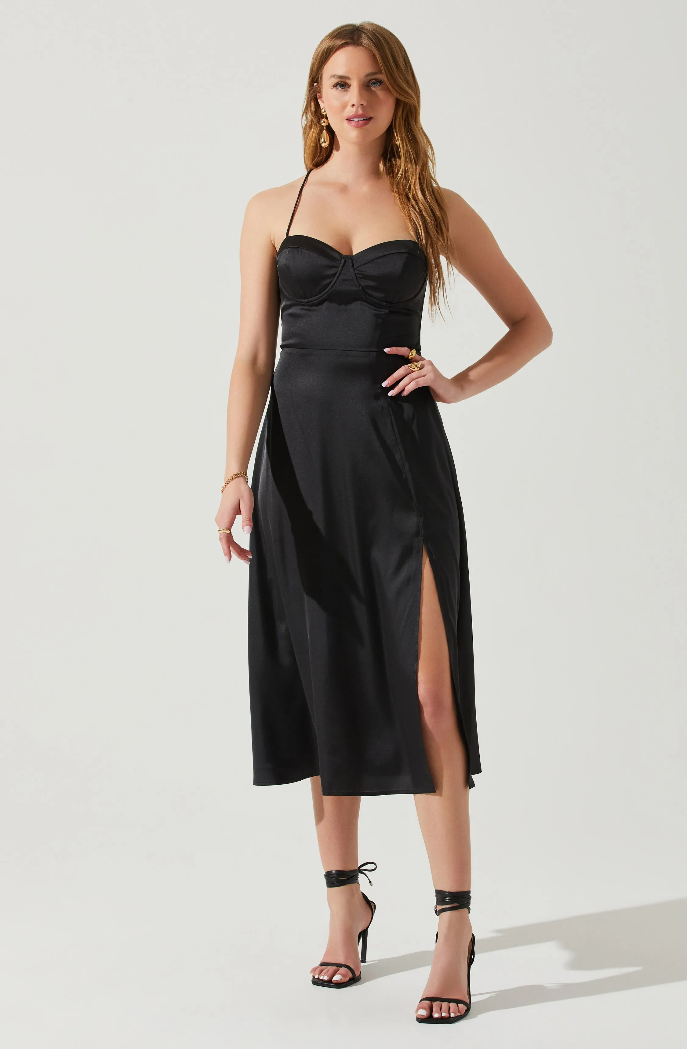 Gala Bustier Cross Strap Midi Dress sold by Astr