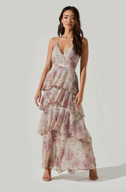 Rosana Floral Tiered Ruffle Maxi Dress sold by Astr