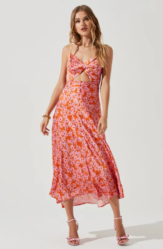 Farida Floral Cutout Midi Dress sold by Astr