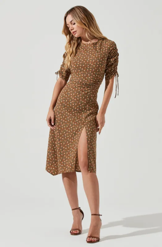 Ruched Sleeve Midi Dress sold by Astr