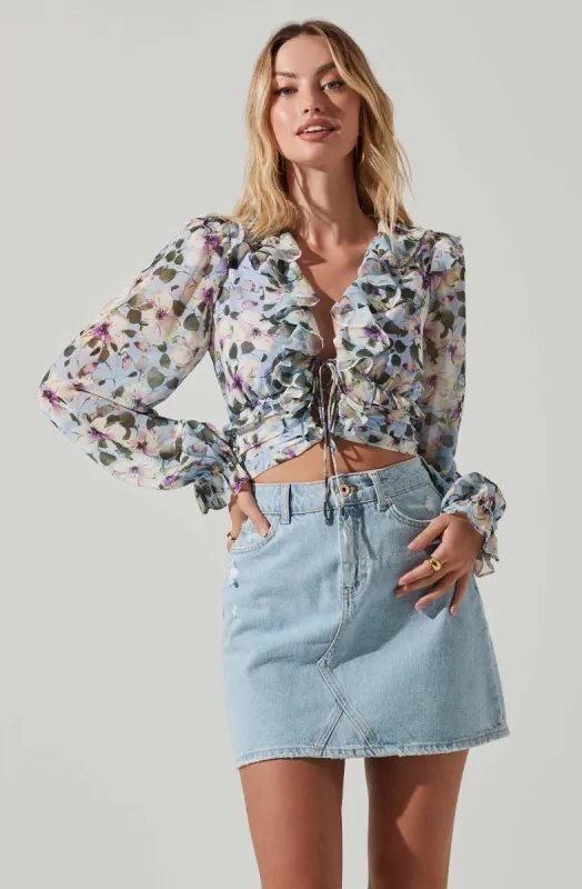 Loxley Floral Ruffle Long Sleeve Top sold by Astr