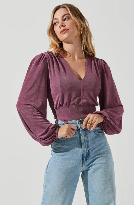 Long Sleeve V-Neck Bodysuit sold by Astr