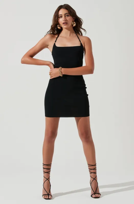 Maddox Ribbed Knit Halter Neck Bodycon Mini Dress sold by Astr