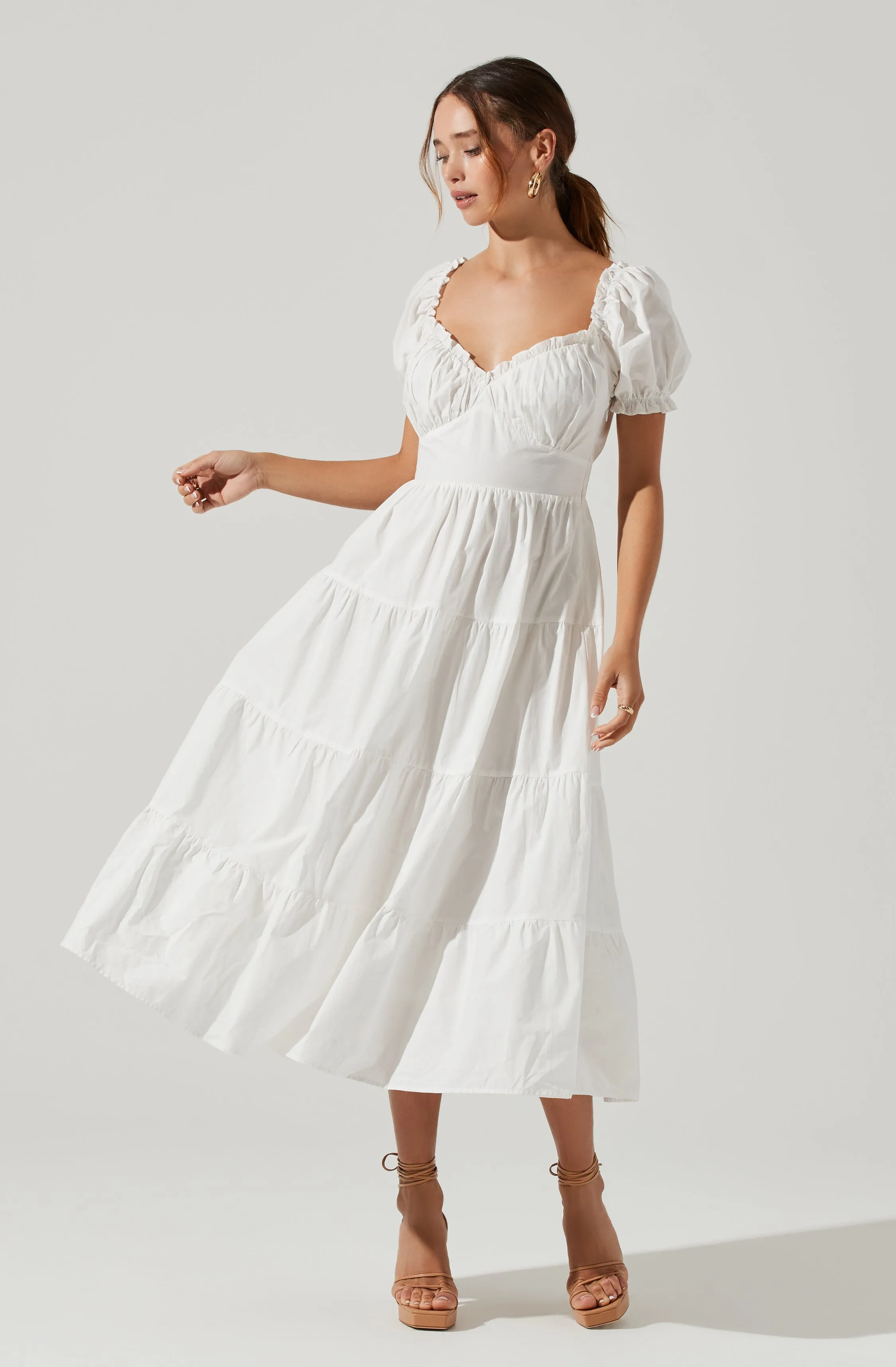 Short Sleeve Cinched Bust Midi Dress sold by Astr