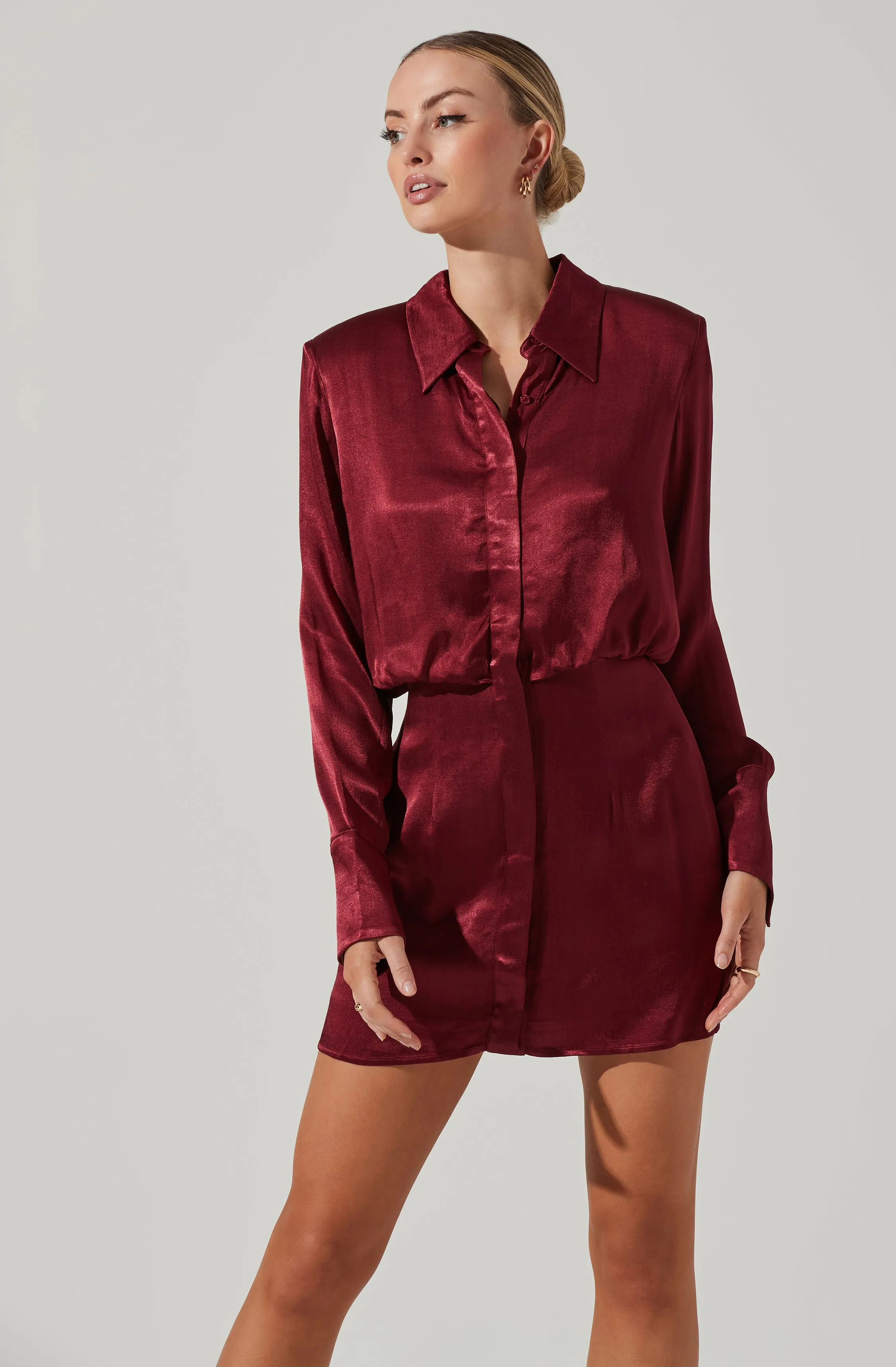 Ruth Satin Shirt Mini Dress sold by Astr product image thumbnail 3