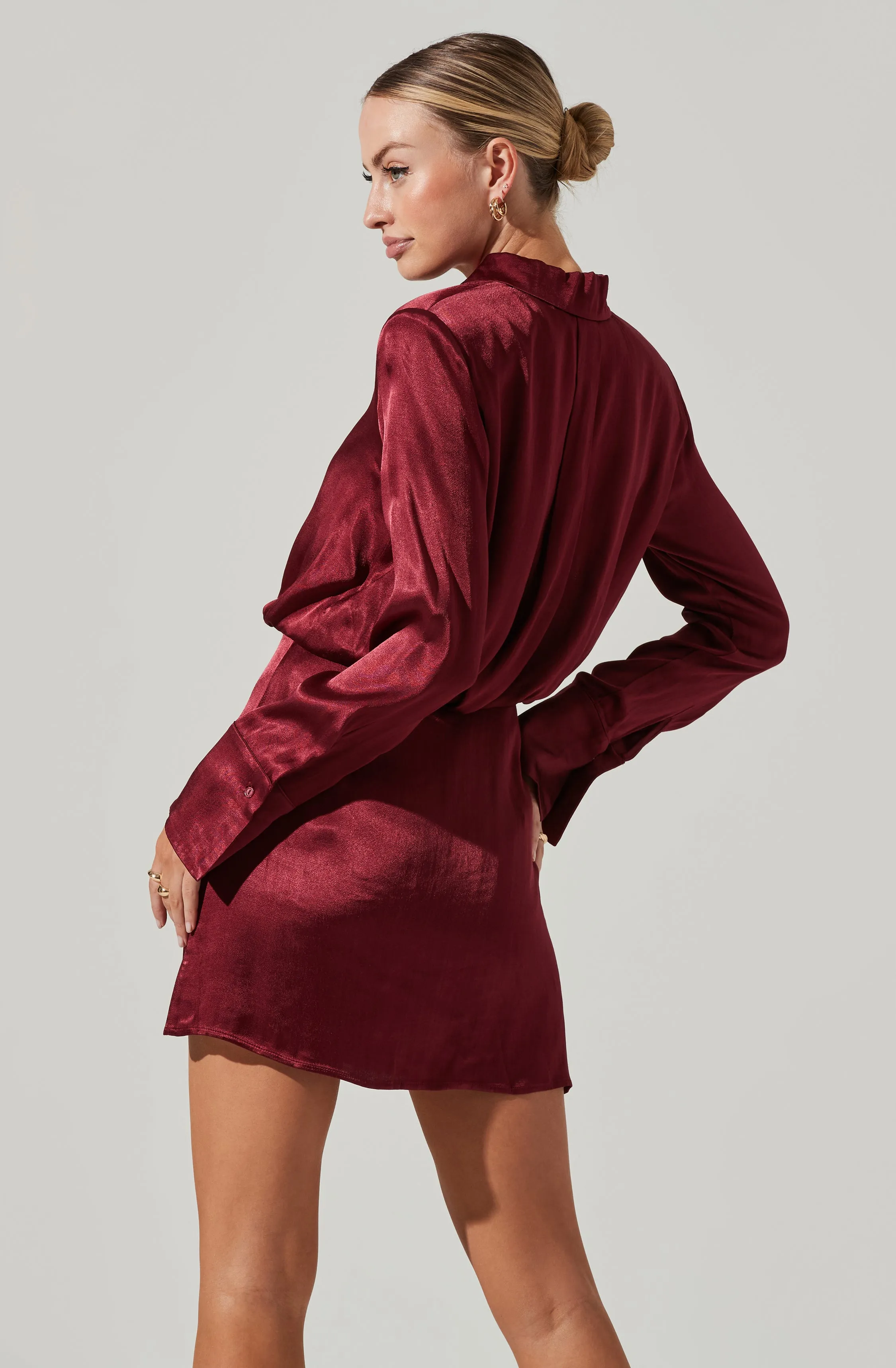 Ruth Satin Shirt Mini Dress sold by Astr product image thumbnail 4