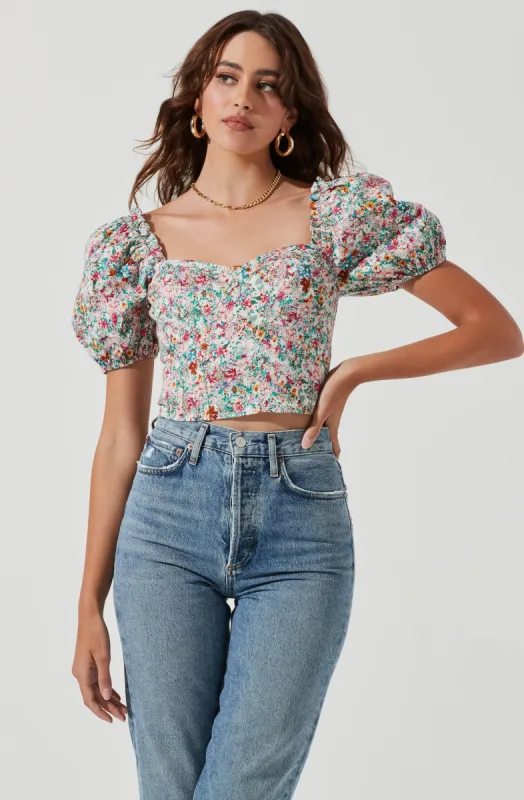 Romilly Floral Puff Sleeve Top sold by Astr