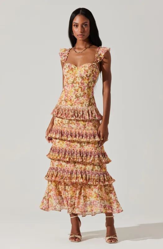 Ayesha Tiered Ruffle Maxi Dress sold by Astr