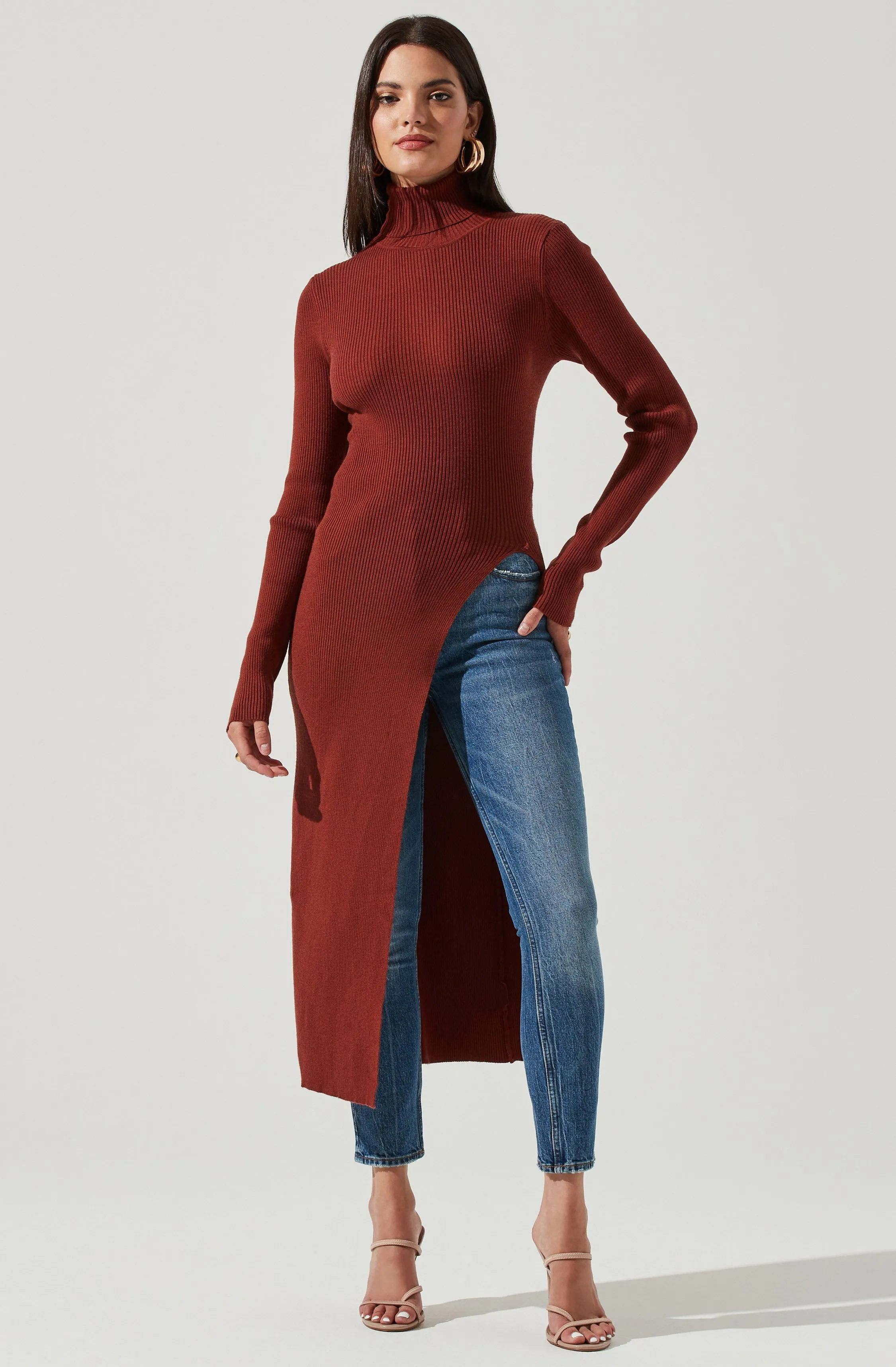 Hi Slit Turtleneck Sweater sold by Astr