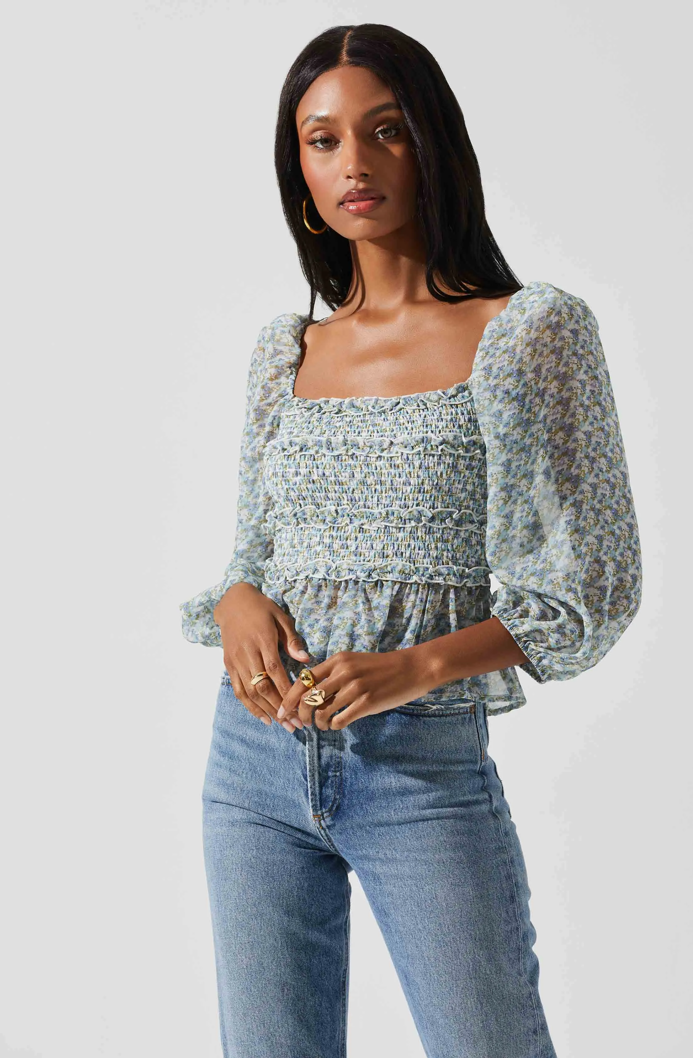 Floral Smocked Tie Back Top sold by Astr product image thumbnail 3