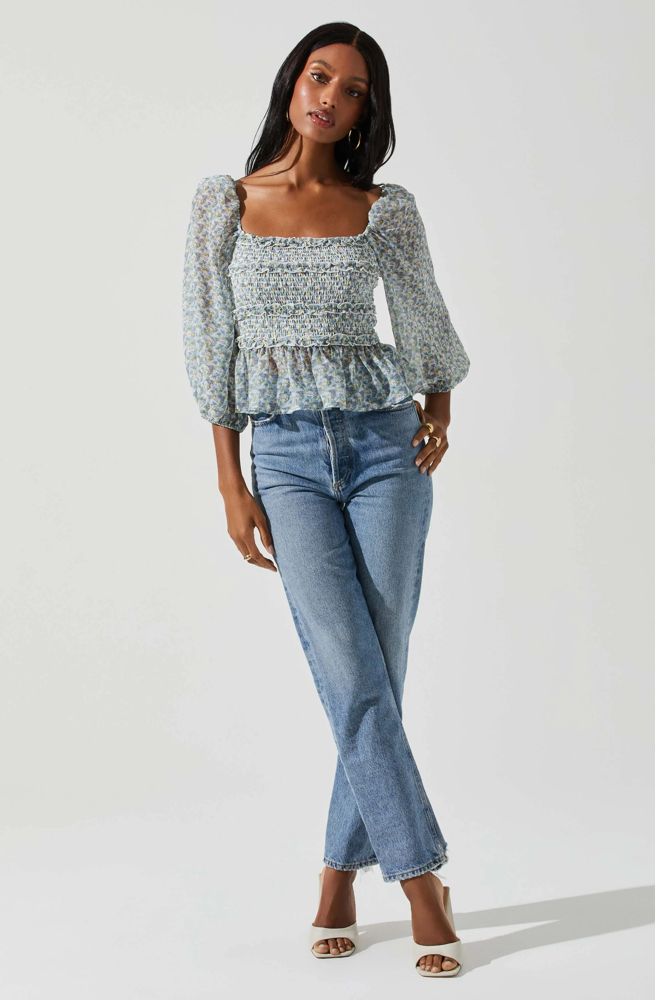 Floral Smocked Tie Back Top sold by Astr product image thumbnail 4