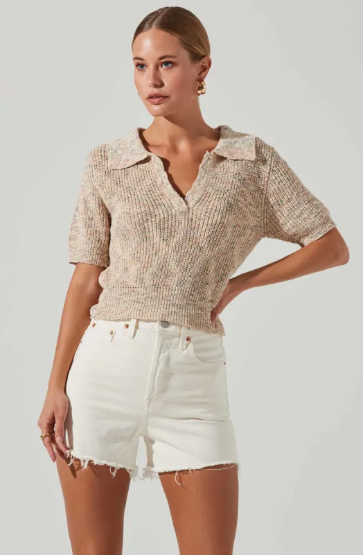 Cambria Collared Short Sleeve Knit Sweater sold by Astr