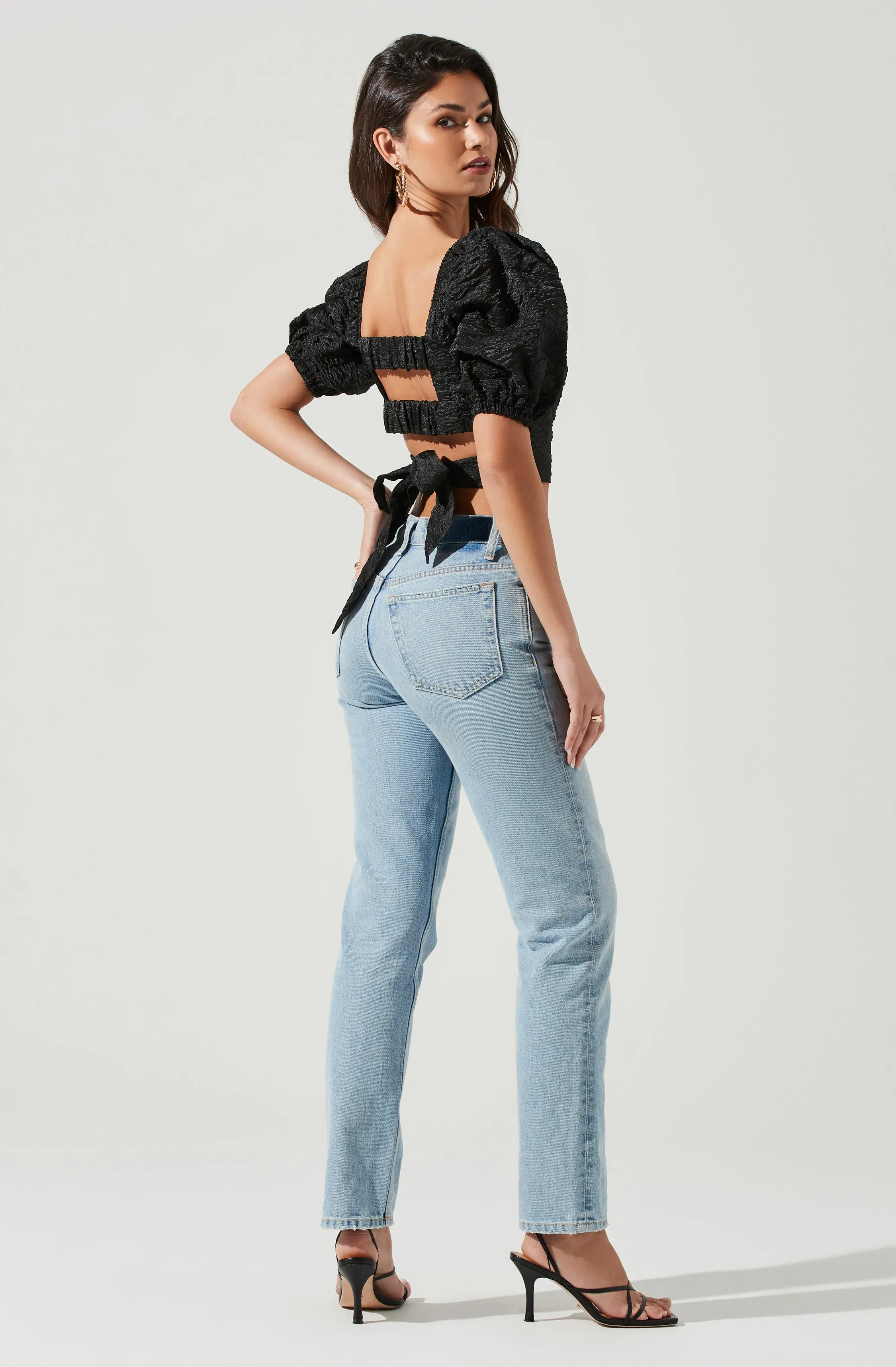 Tassia Jacquard Puff Sleeve Top sold by Astr product image thumbnail 4