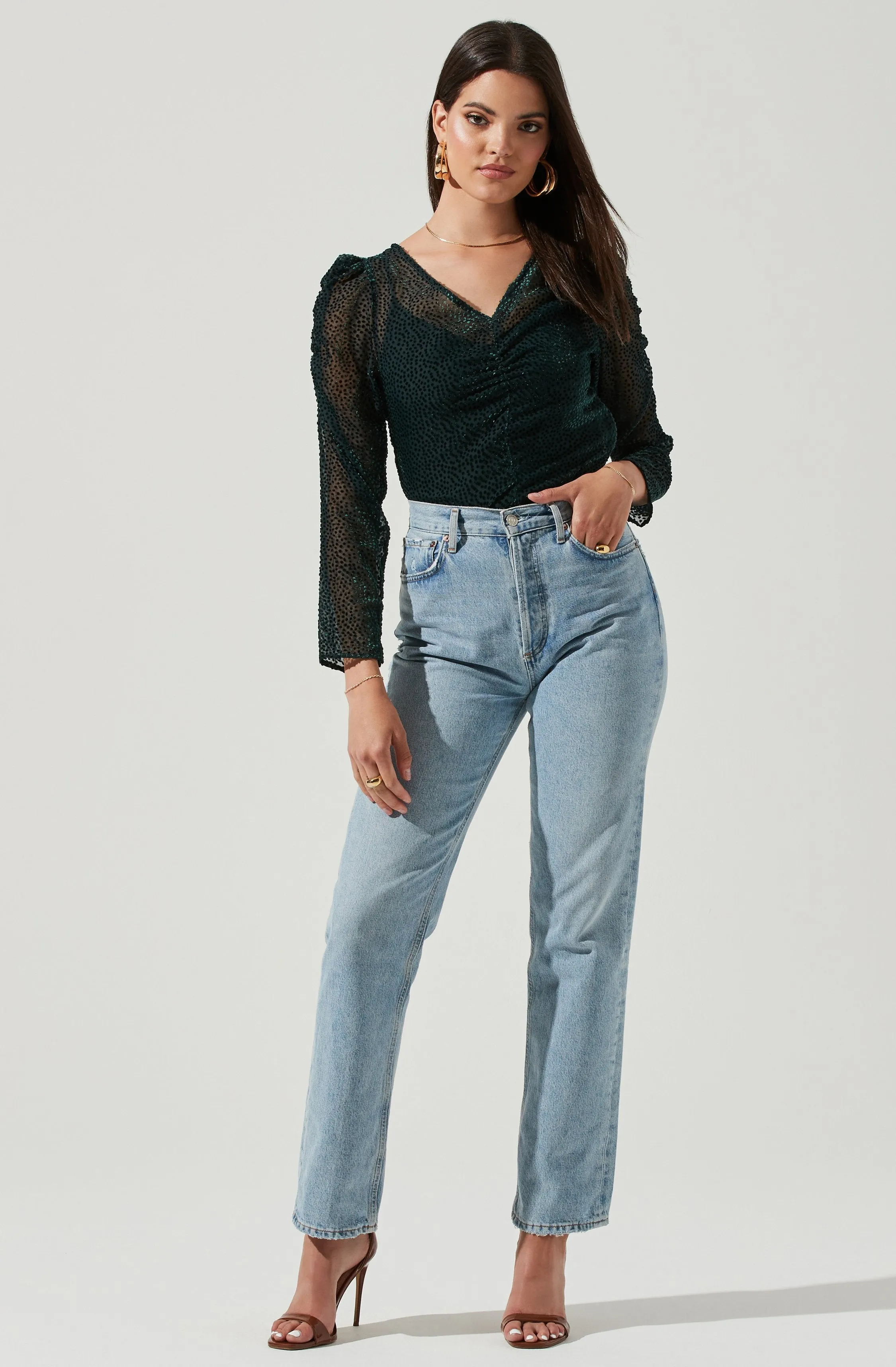 Spot Me Burnout Polka Dot Long Sleeve Top sold by Astr product image thumbnail 2