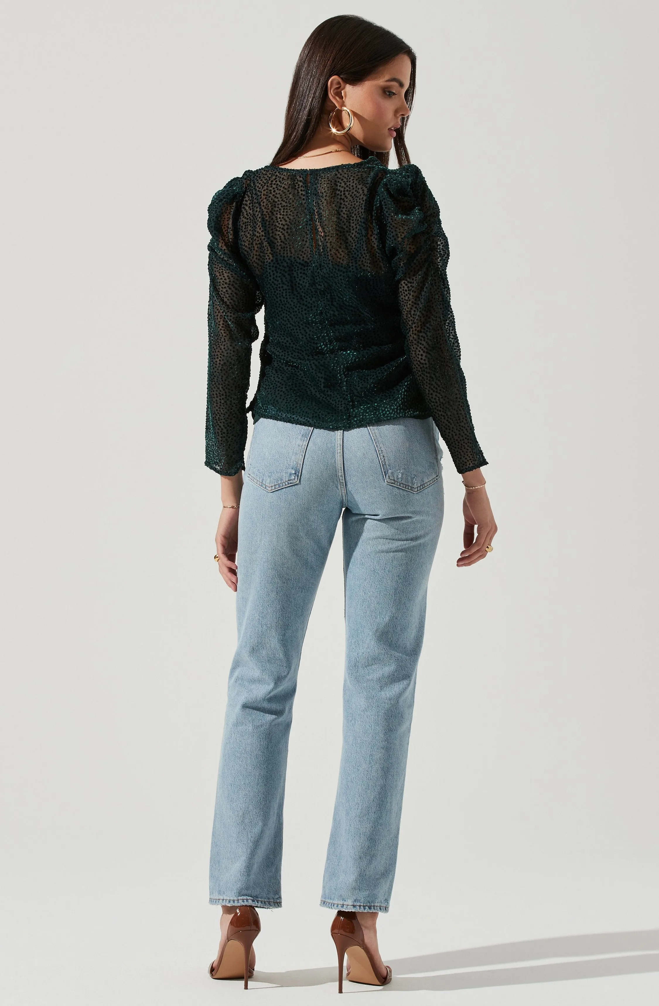 Spot Me Burnout Polka Dot Long Sleeve Top sold by Astr product image thumbnail 3