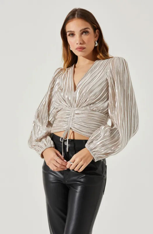 Braydon Pleated Ruched Top sold by Astr