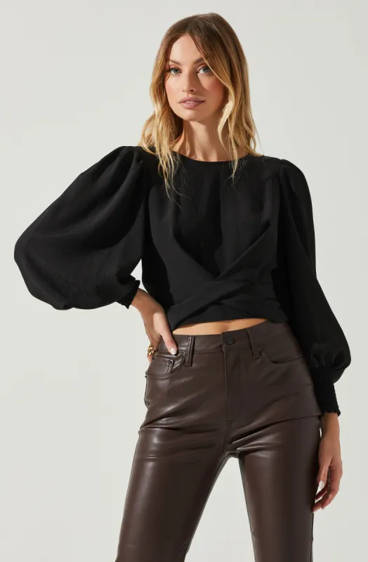 Wrenley Twist Front Puff Sleeve Top sold by Astr