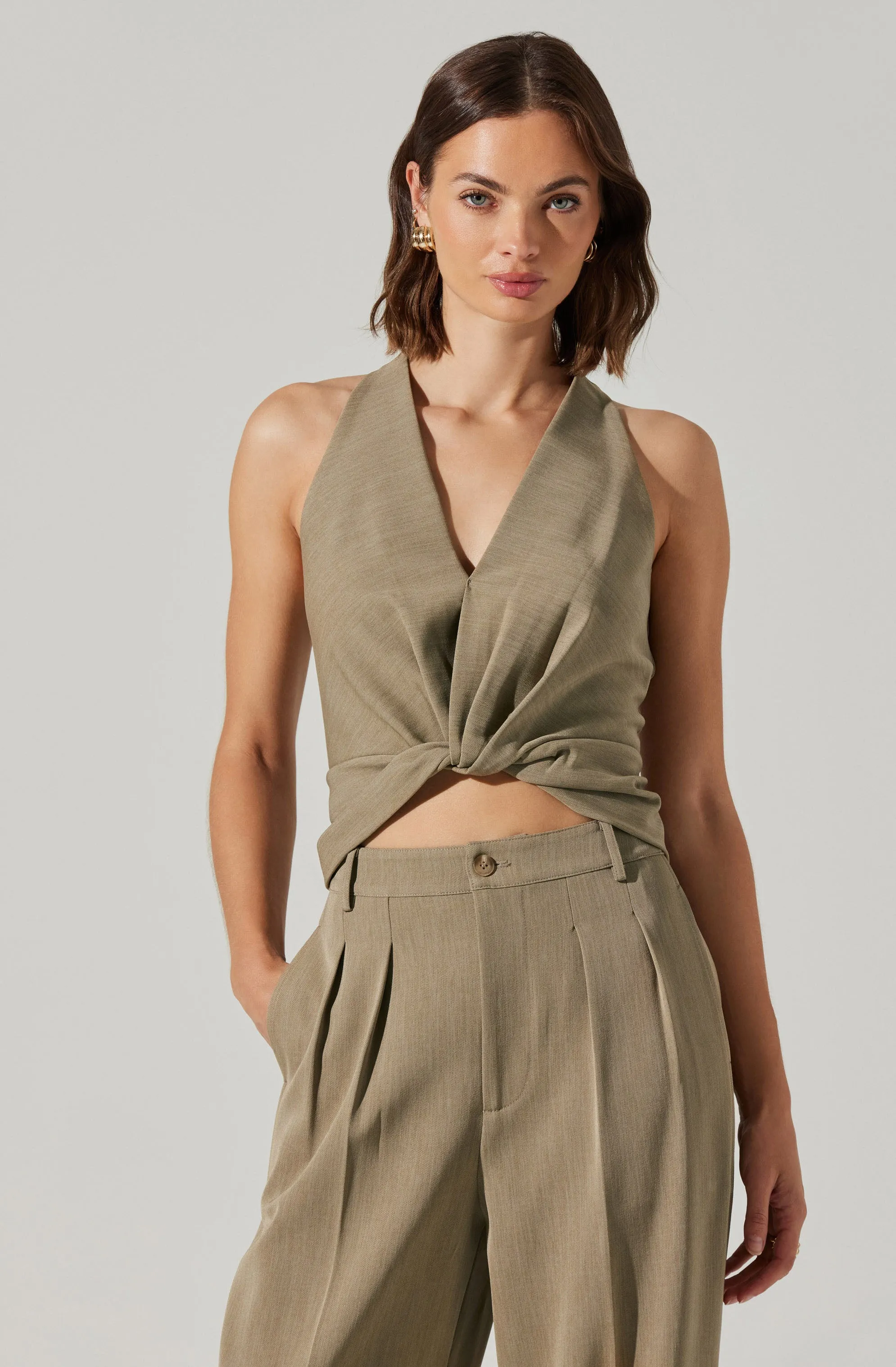 Faria Twist Front Crop Top sold by Astr