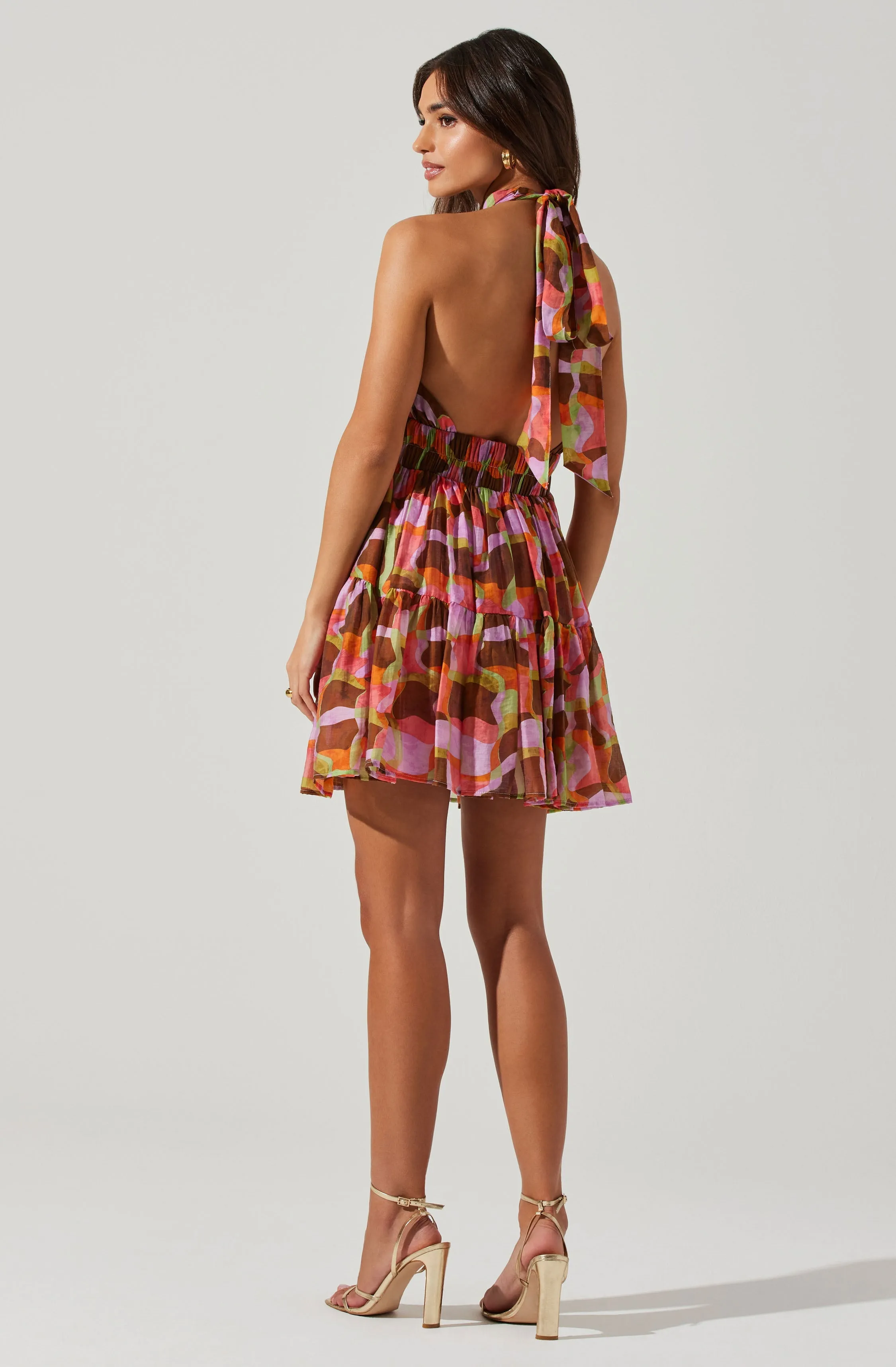 Joetta Abstract Print Halter Mini Dress sold by Astr product image thumbnail 4