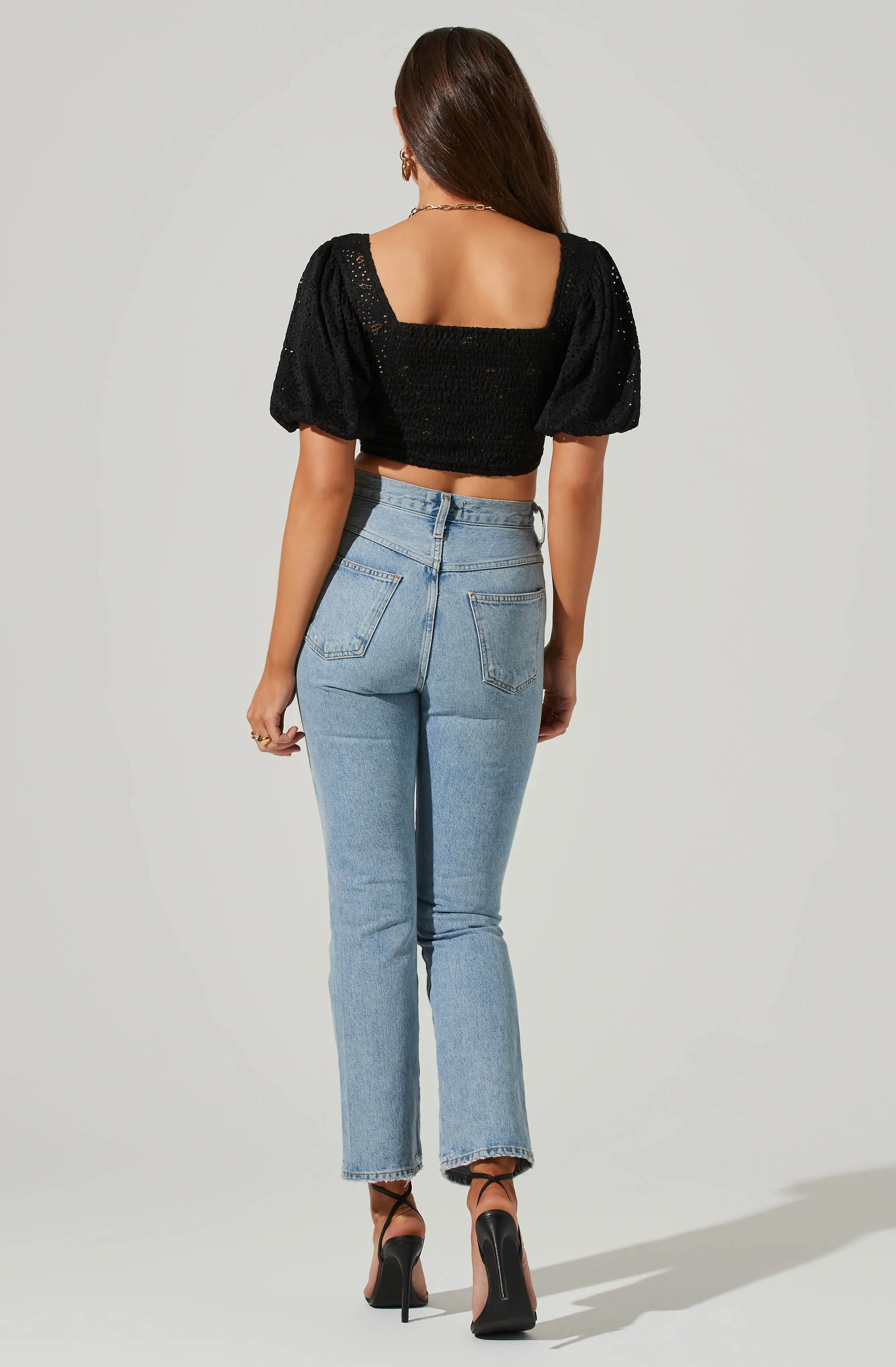 Eyelet Square Neck Balloon Sleeve Bustier Top sold by Astr product image thumbnail 4