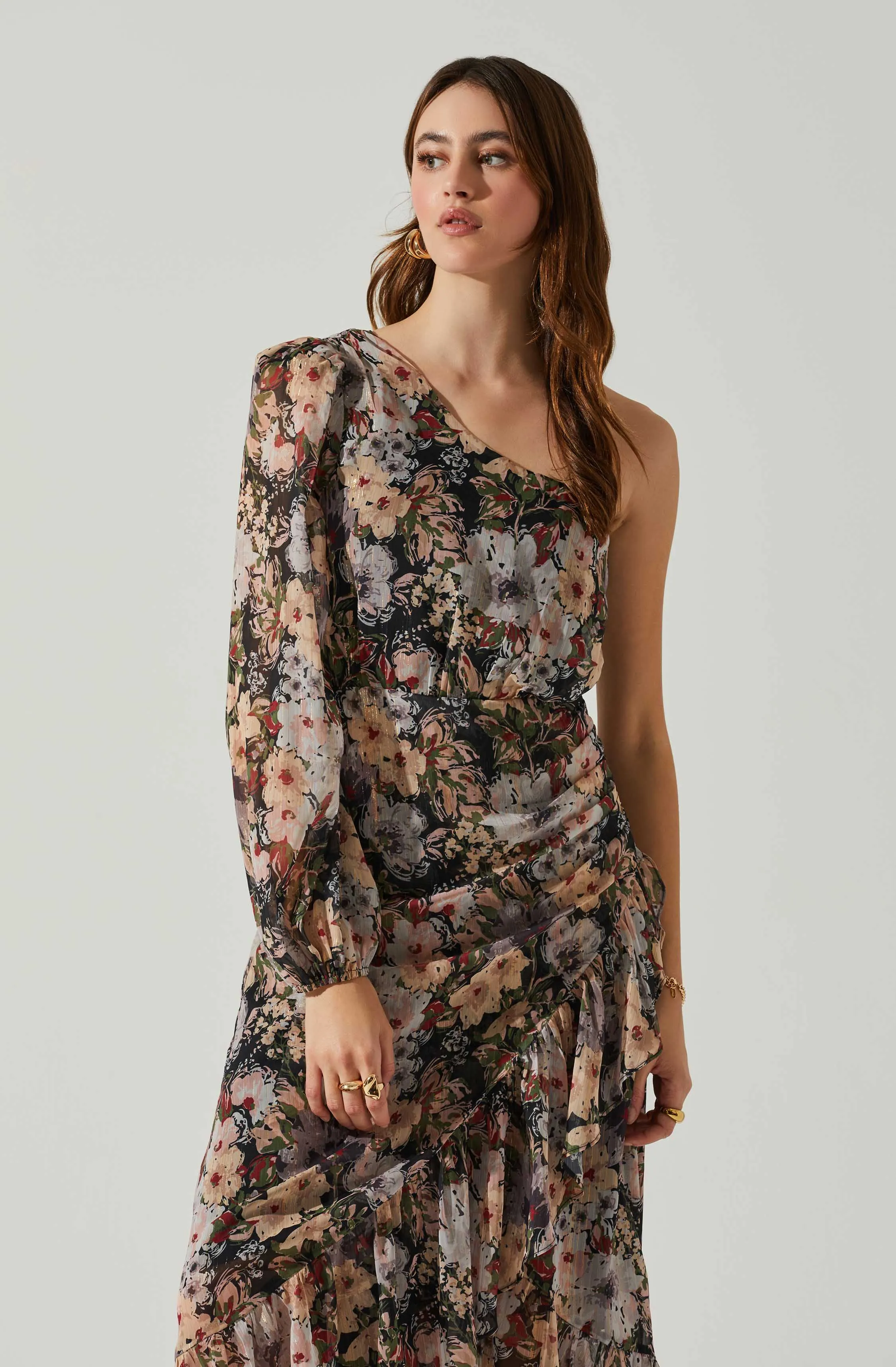 Calista Floral One Shoulder Midi Dress sold by Astr product image thumbnail 2