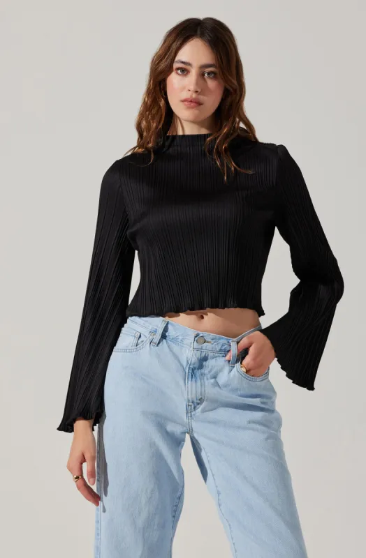 Cropped Plisse Mock Neck Top sold by Astr