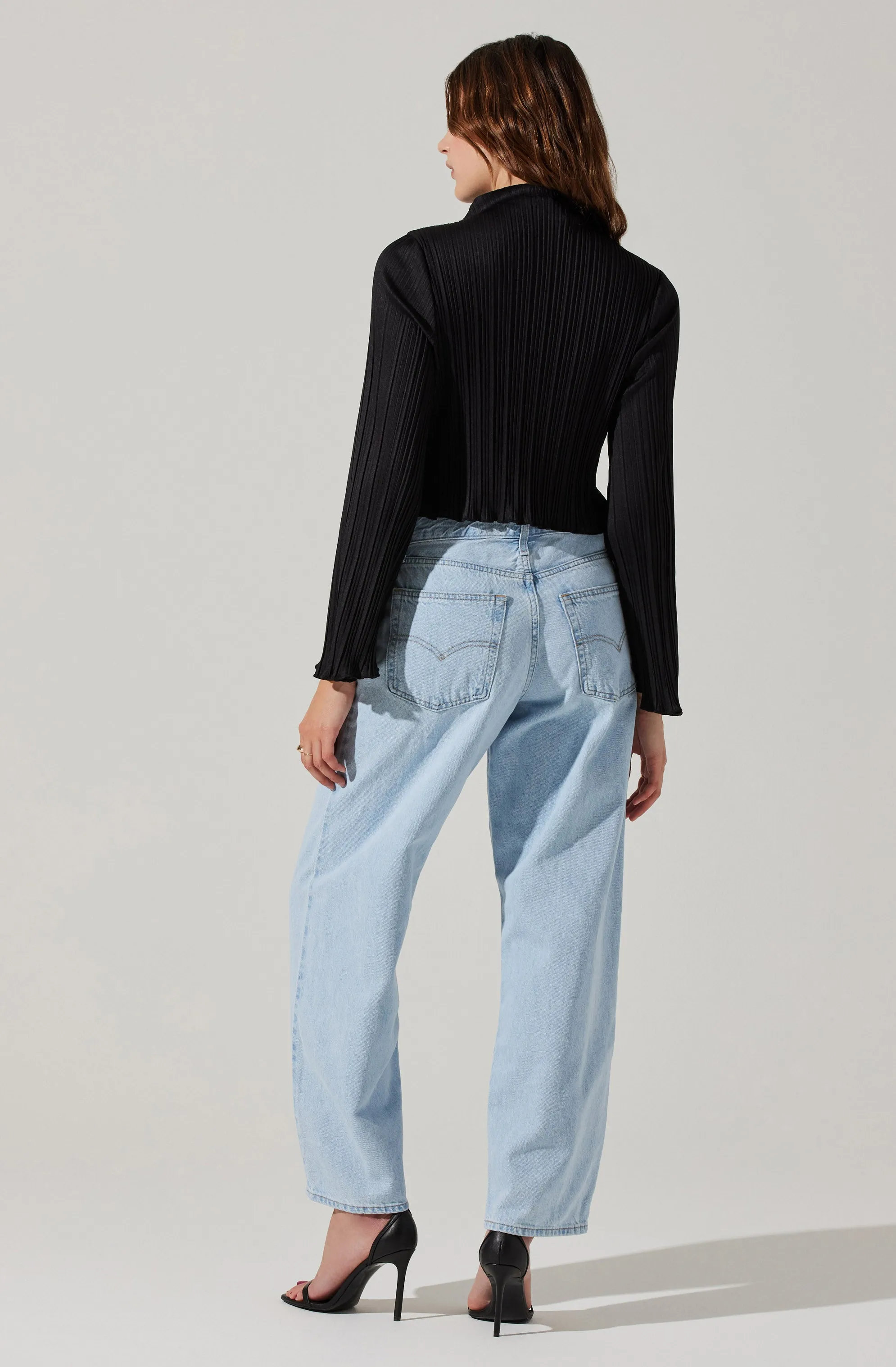 Cropped Plisse Mock Neck Top sold by Astr product image thumbnail 5