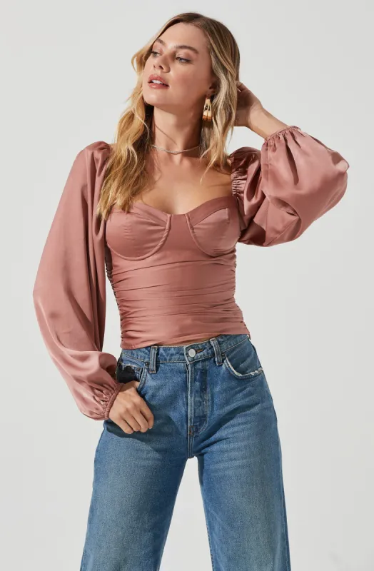 Long Sleeve Milkmaid Top sold by Astr