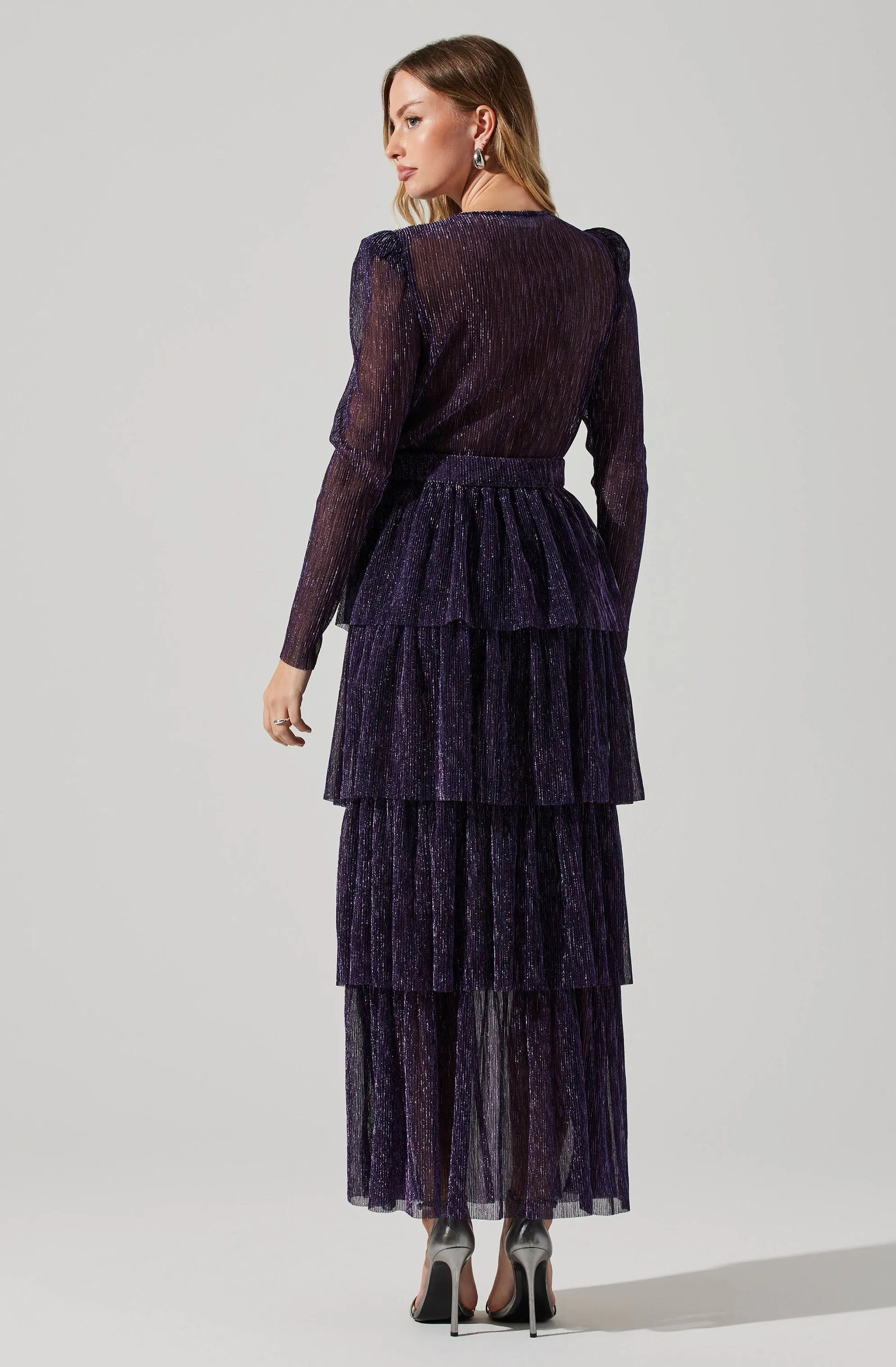 Danielle Metallic Tiered Ruffle Maxi Dress sold by Astr product image thumbnail 5