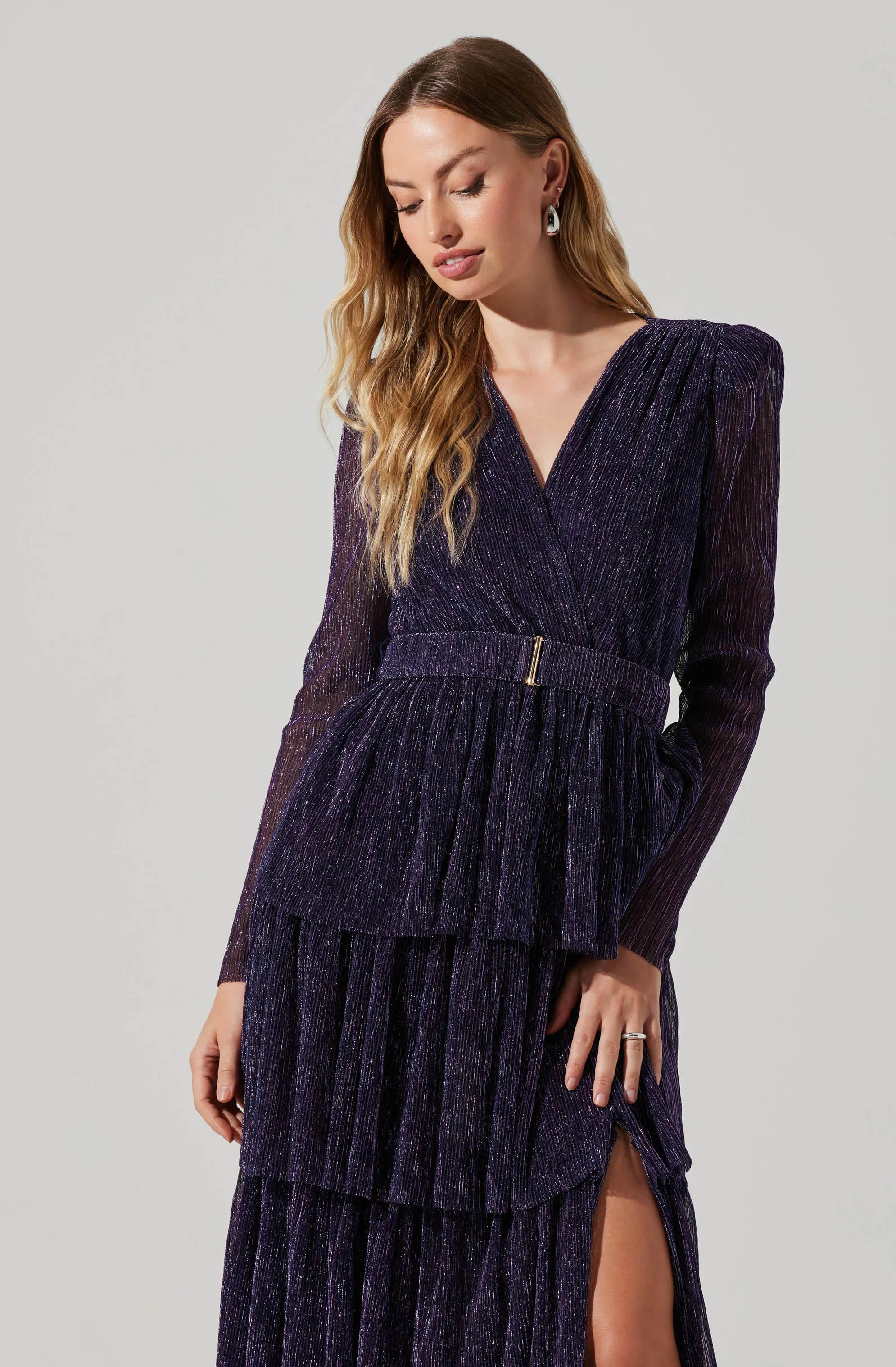 Danielle Metallic Tiered Ruffle Maxi Dress sold by Astr product image thumbnail 2