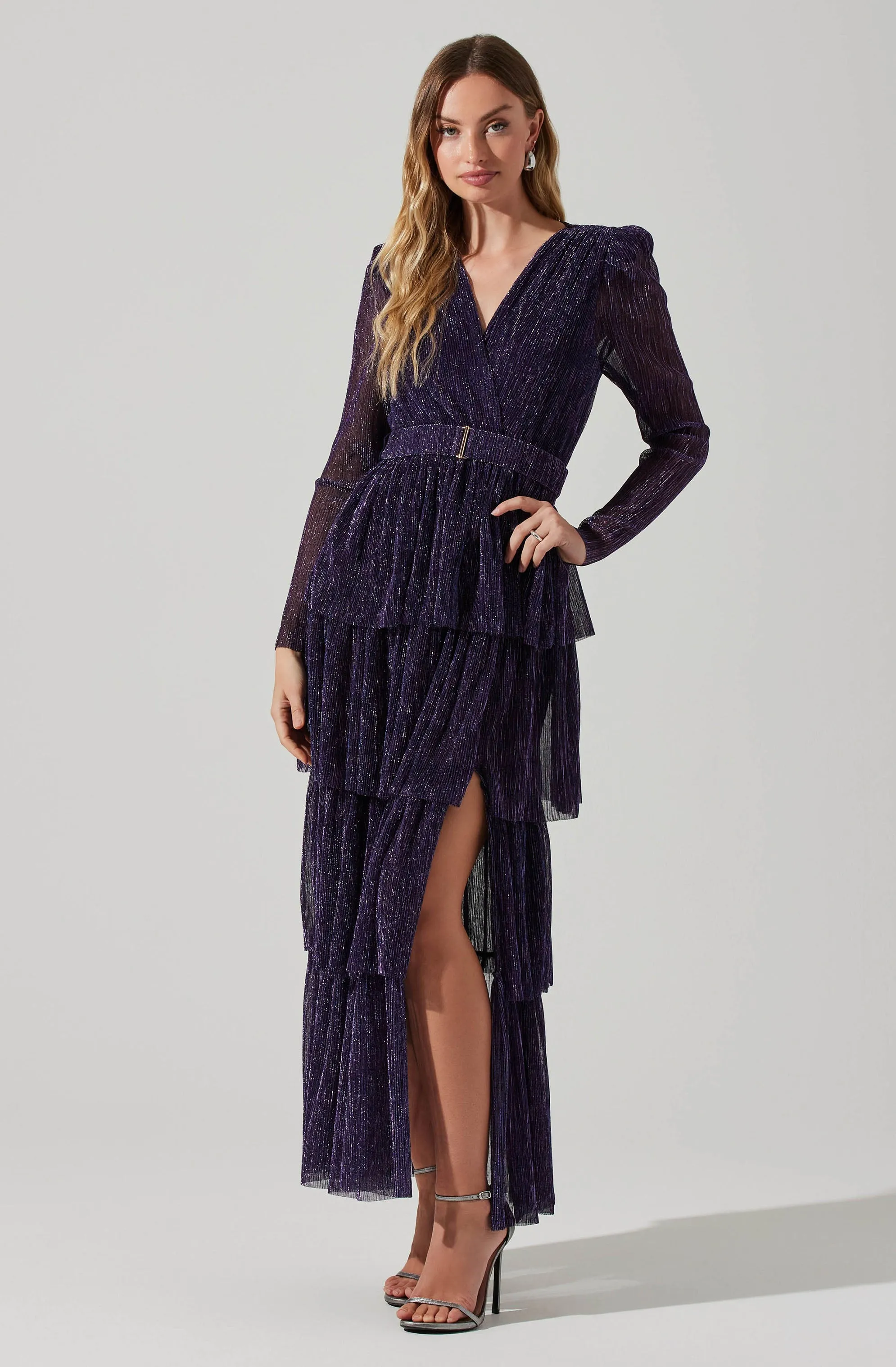Danielle Metallic Tiered Ruffle Maxi Dress sold by Astr product image thumbnail 3