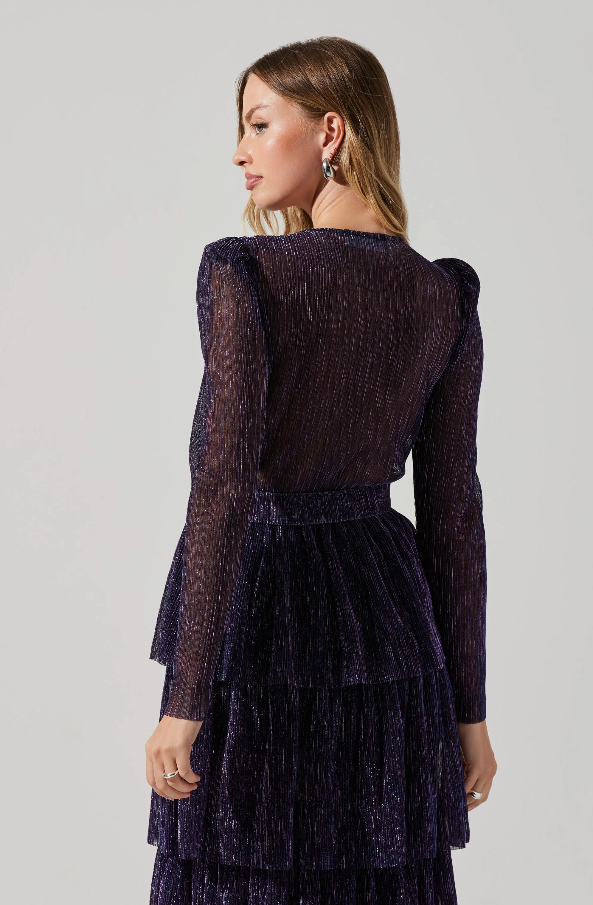 Danielle Metallic Tiered Ruffle Maxi Dress sold by Astr product image thumbnail 4