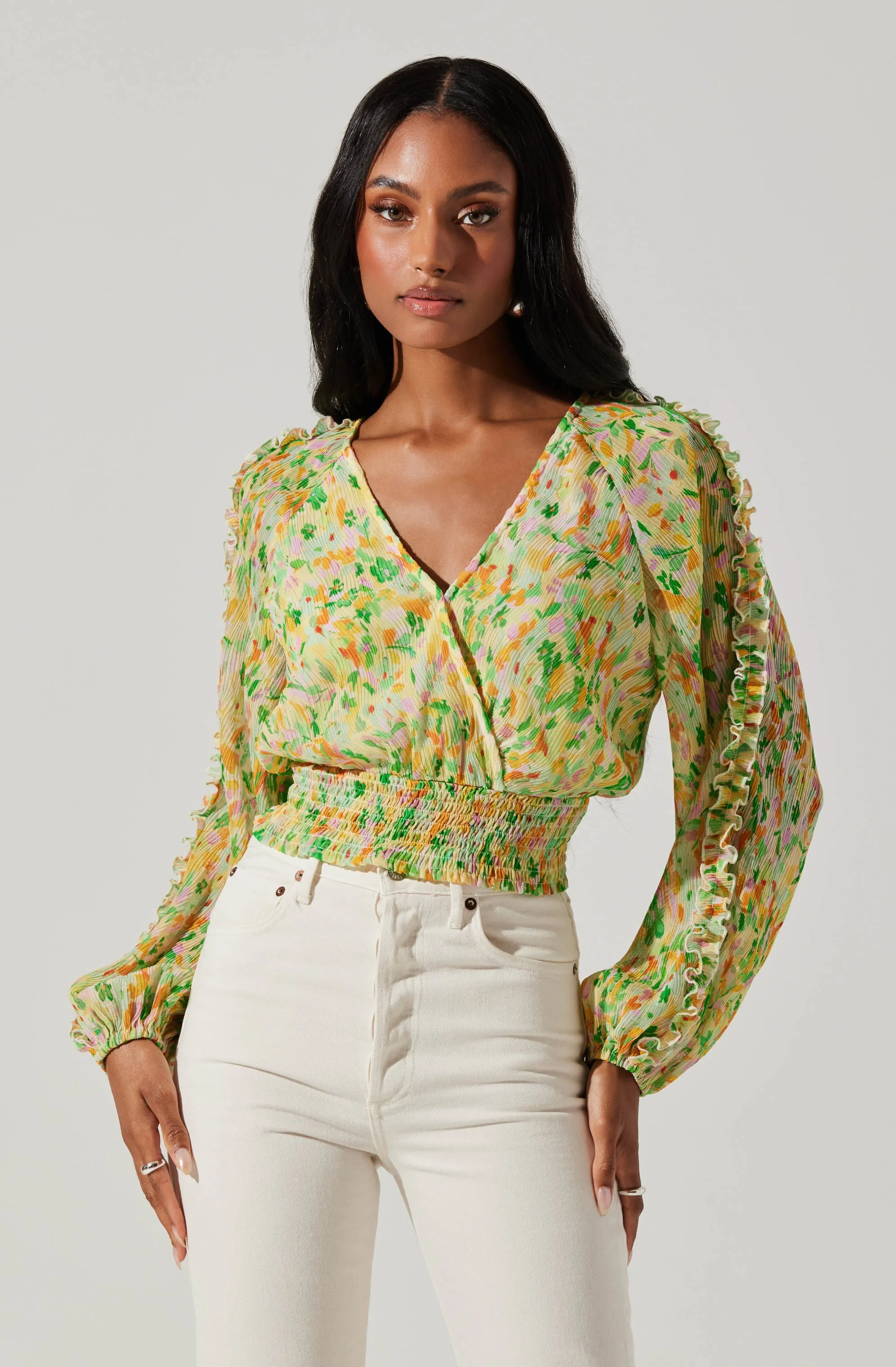 Bellona Floral Puff Sleeve Top sold by Astr