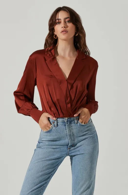 Marietta Satin Surplice Top sold by Astr