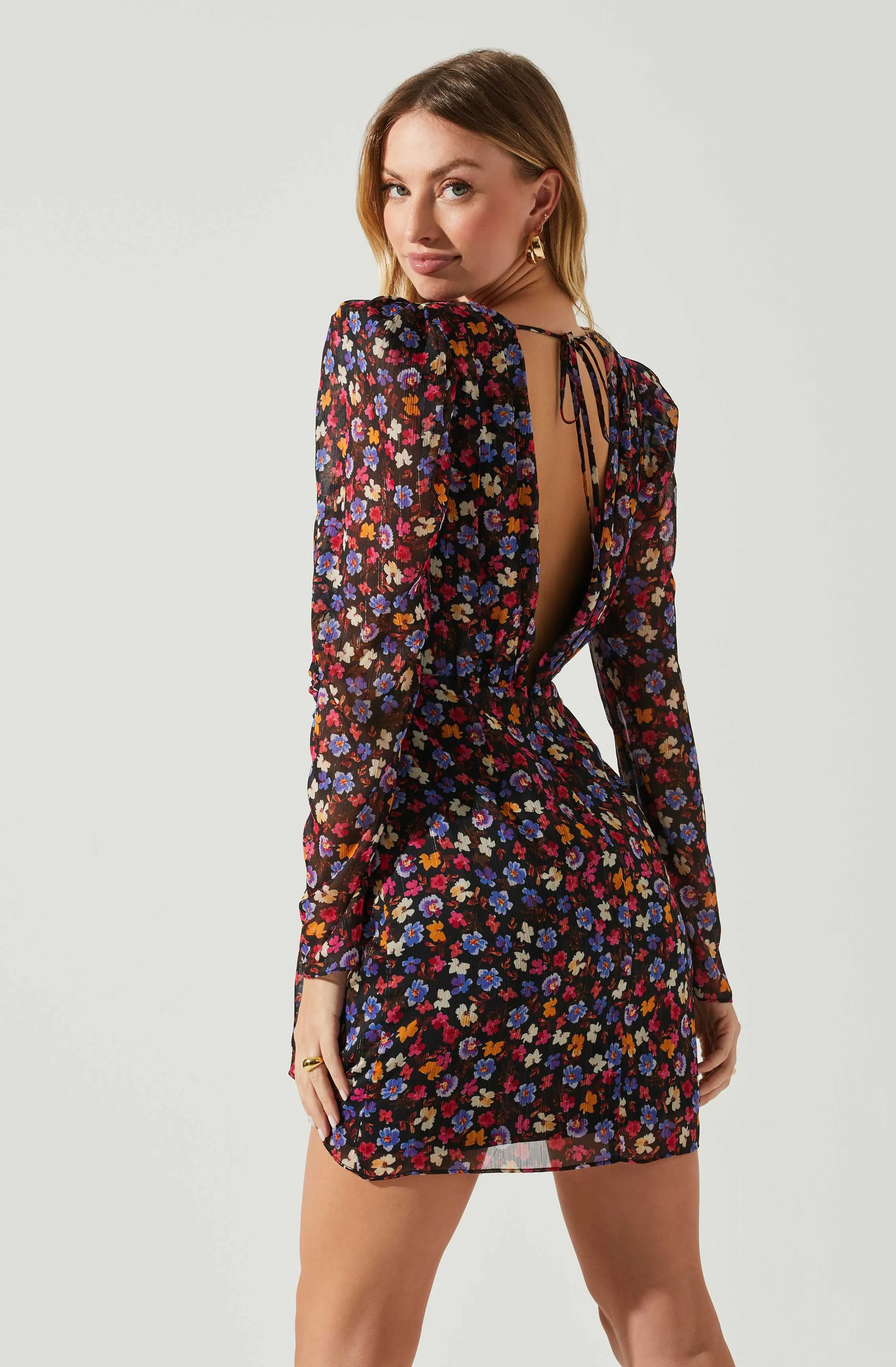 Cindy Floral Long Sleeve Mini Dress sold by Astr product image thumbnail 5