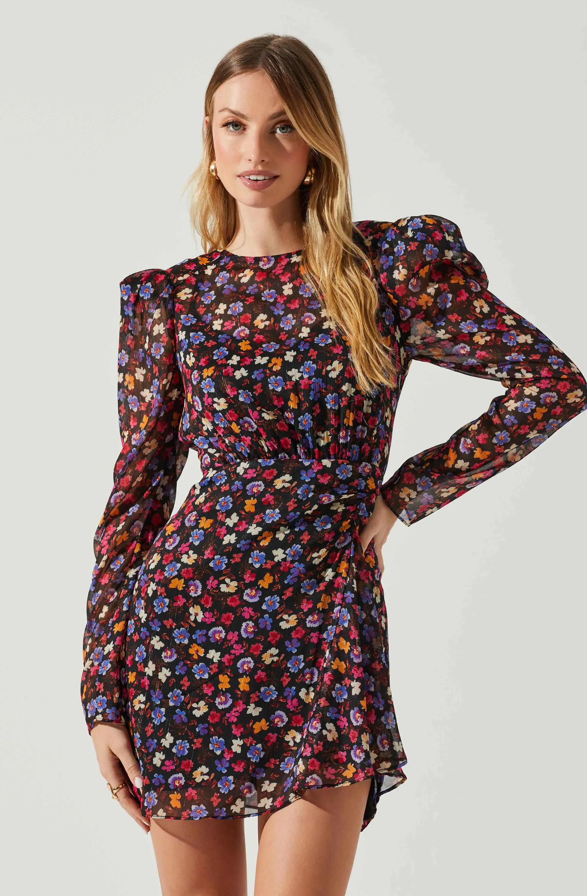Cindy Floral Long Sleeve Mini Dress sold by Astr product image thumbnail 4