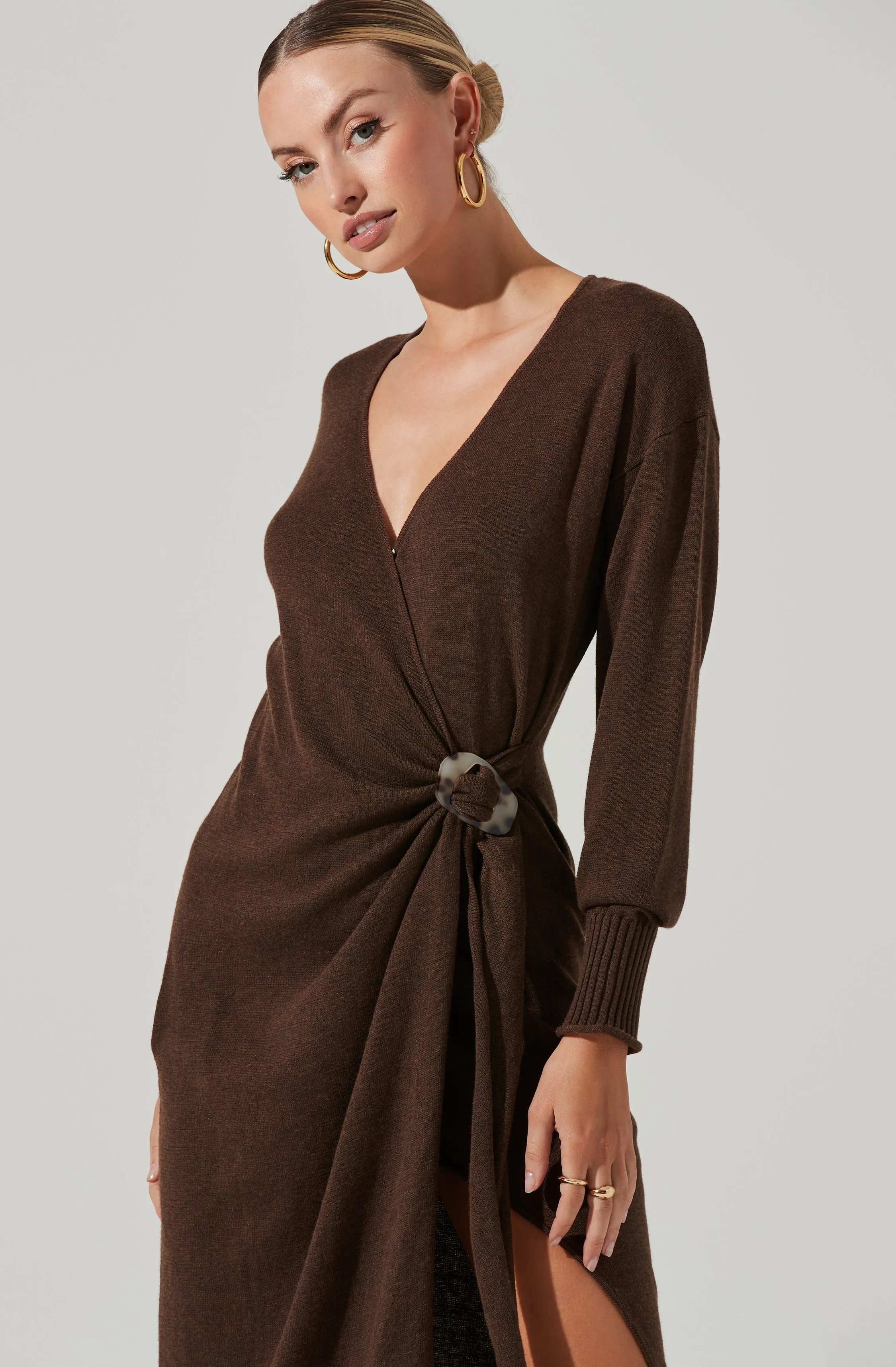 Mazzy Long Sleeve Wrap Midi Dress sold by Astr product image thumbnail 2