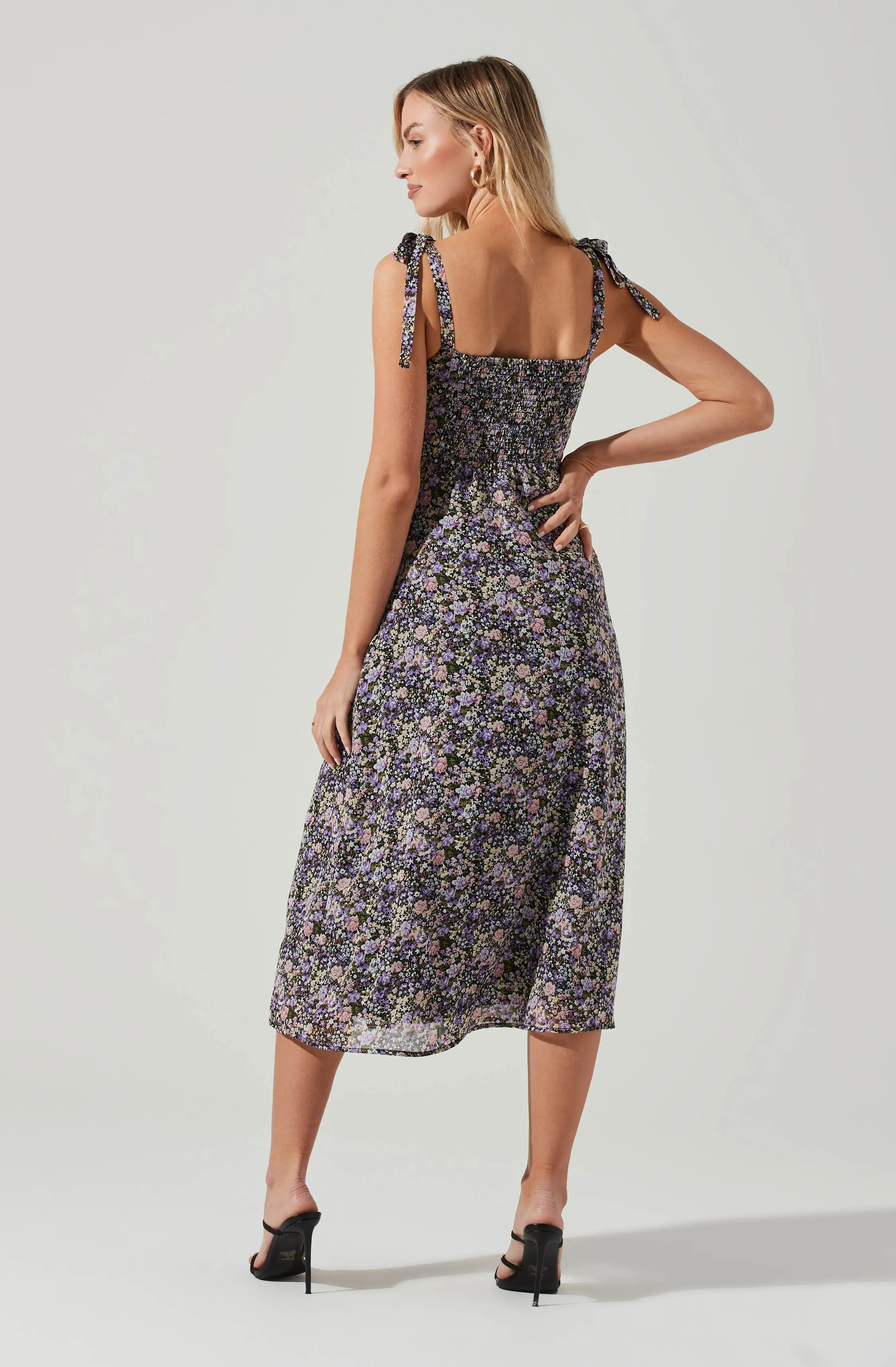 Milkmaid Tie Strap Floral Midi Dress sold by Astr product image thumbnail 5