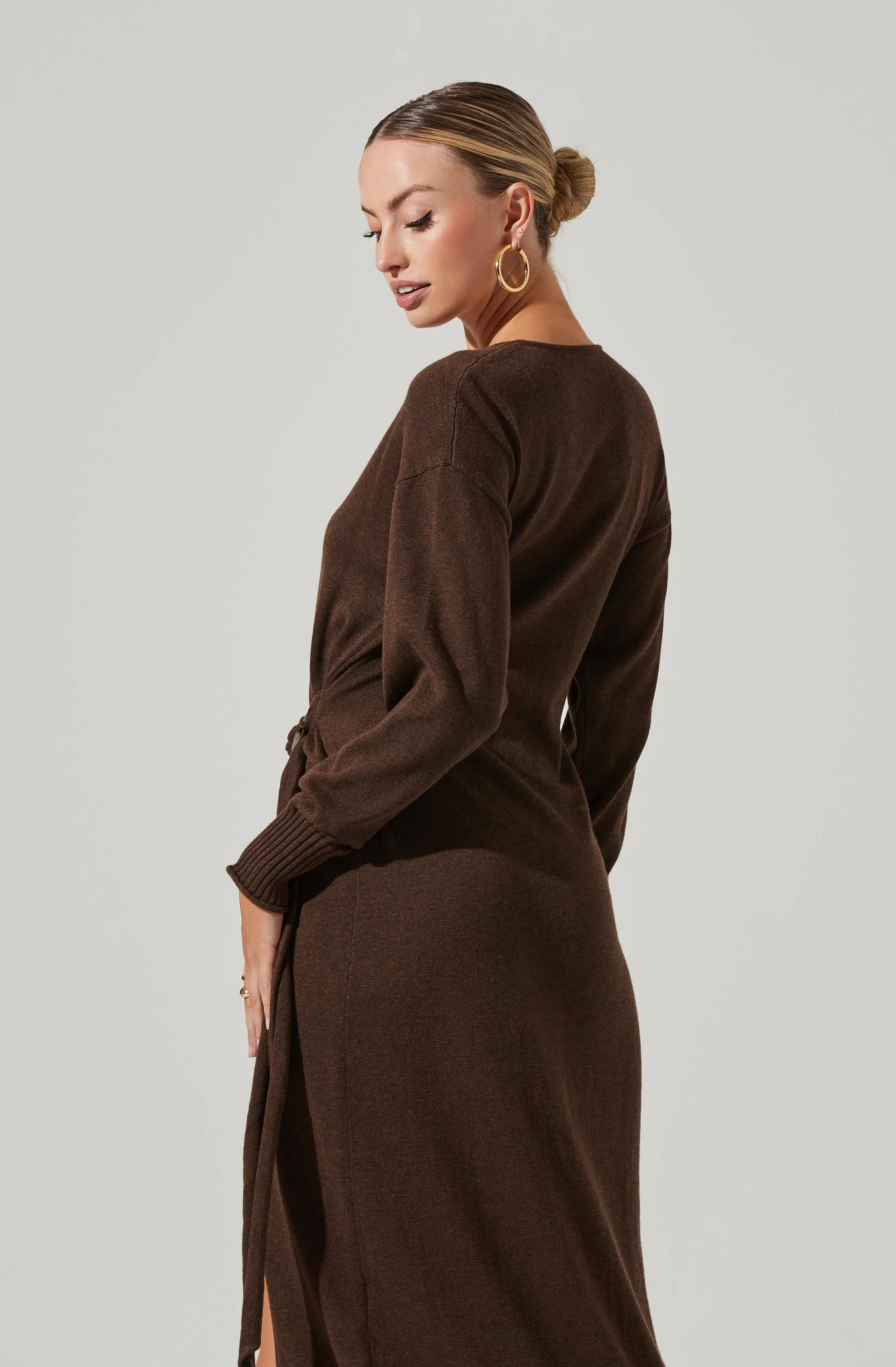 Mazzy Long Sleeve Wrap Midi Dress sold by Astr product image thumbnail 5