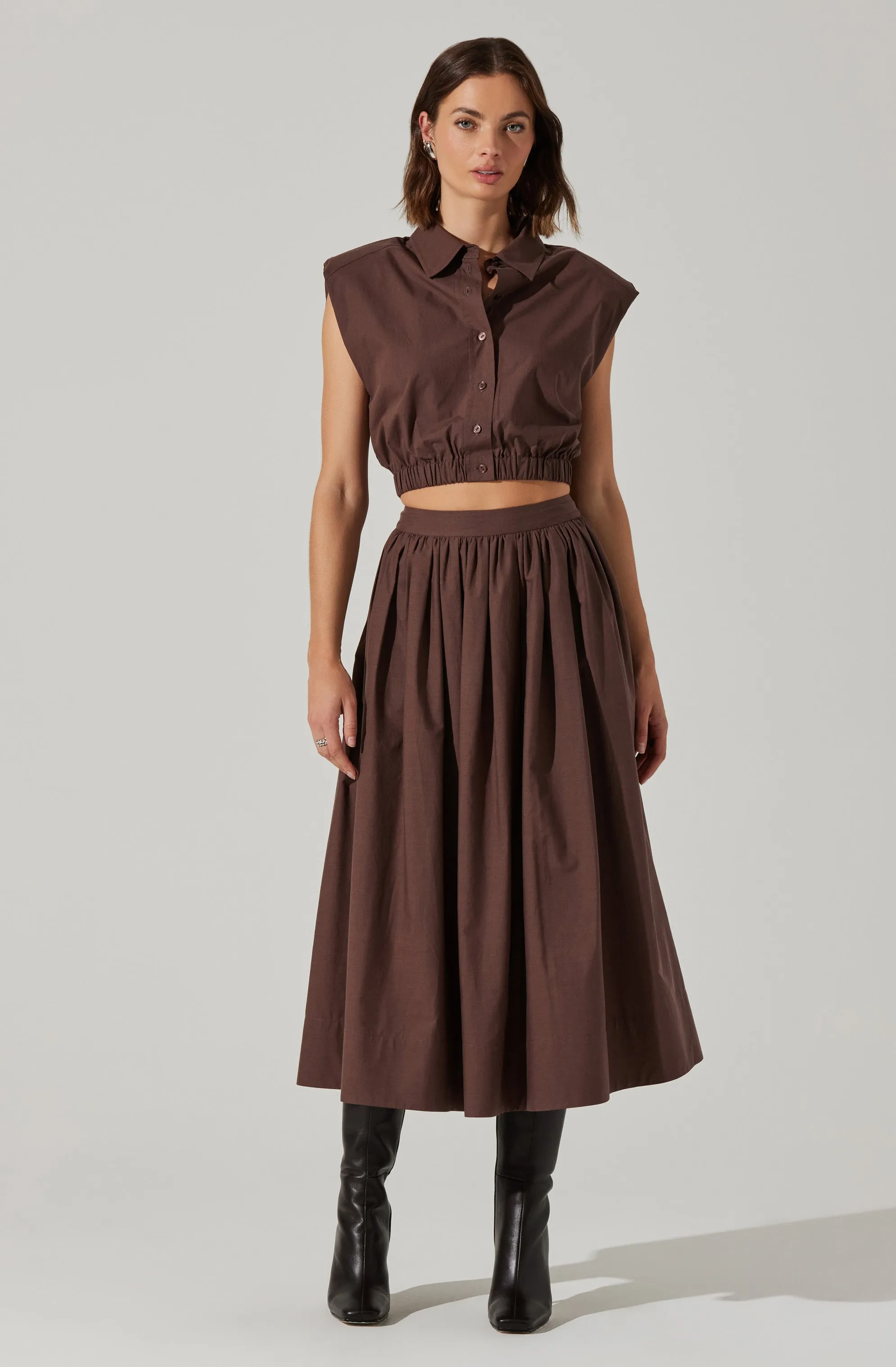 Bysen Padded Shoulder Button-Up Top sold by Astr product image thumbnail 2