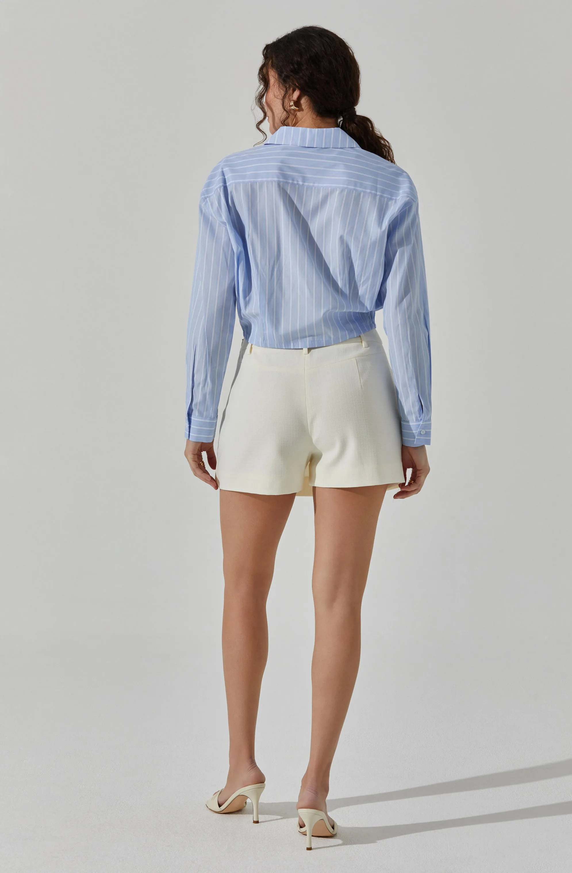 Cropped Pinstripe Collared Top sold by Astr product image thumbnail 5