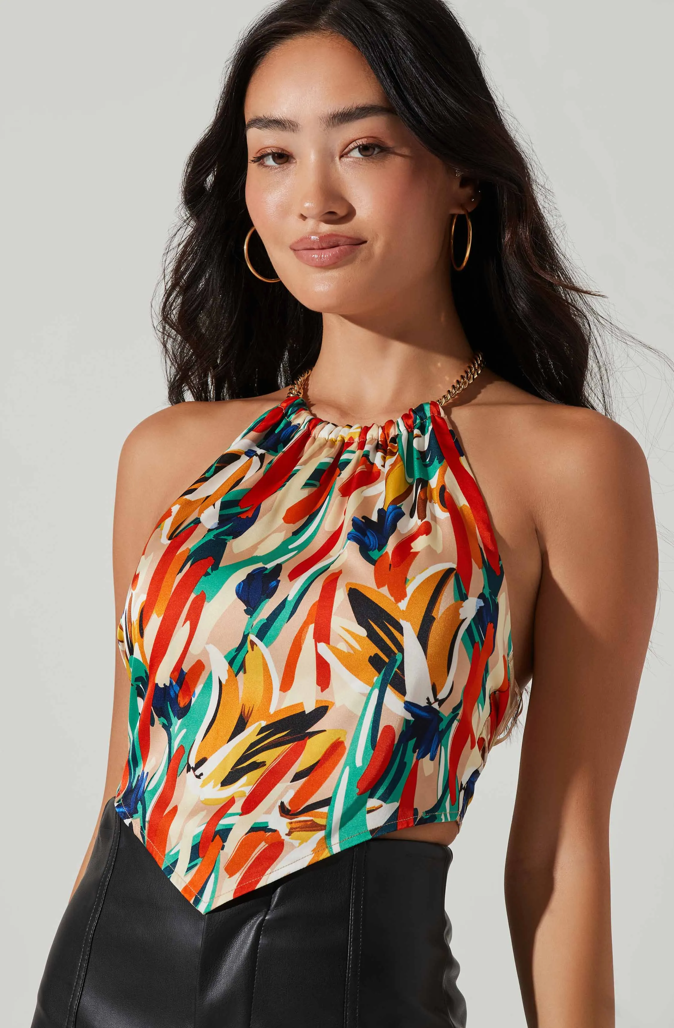 Evalina Abstract Print Halter Top sold by Astr product image thumbnail 4