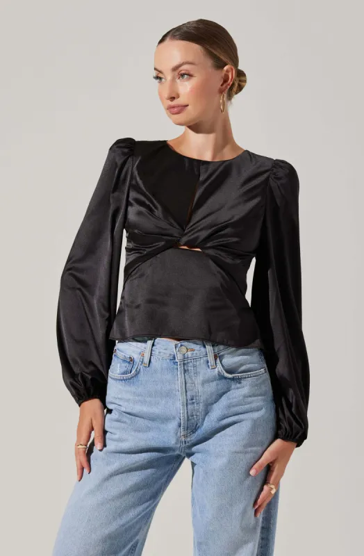 Bishop Sleeve Twist Top sold by Astr