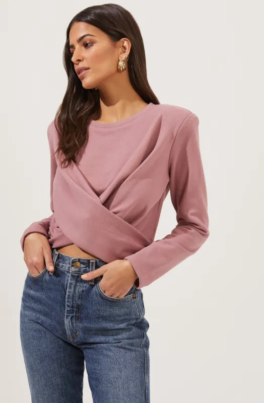 Moxie Cropped Wrap Front Sweatshirt made by Astr