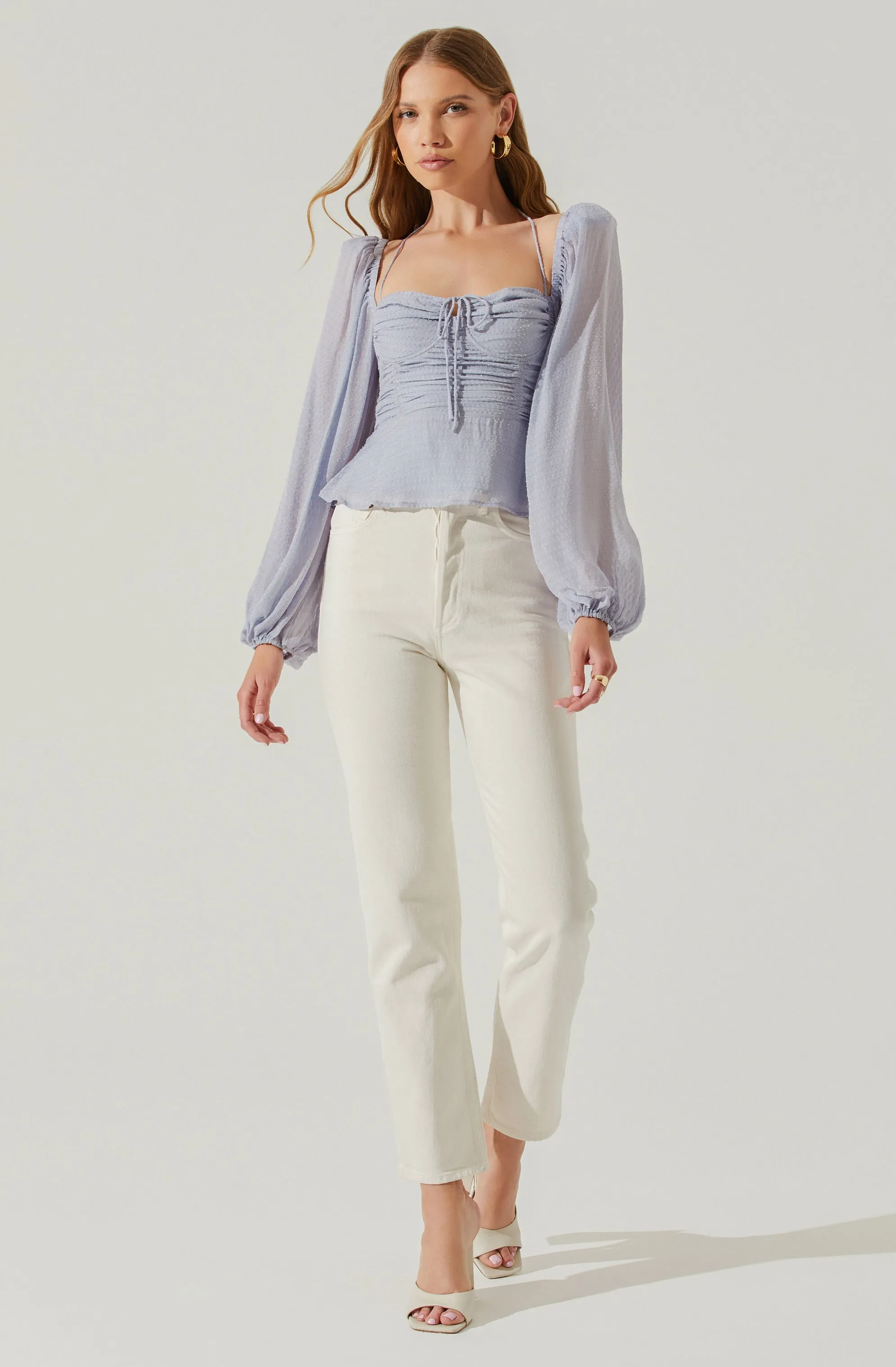 Roisin Tie Neck Puff Sleeve Top sold by Astr product image thumbnail 2