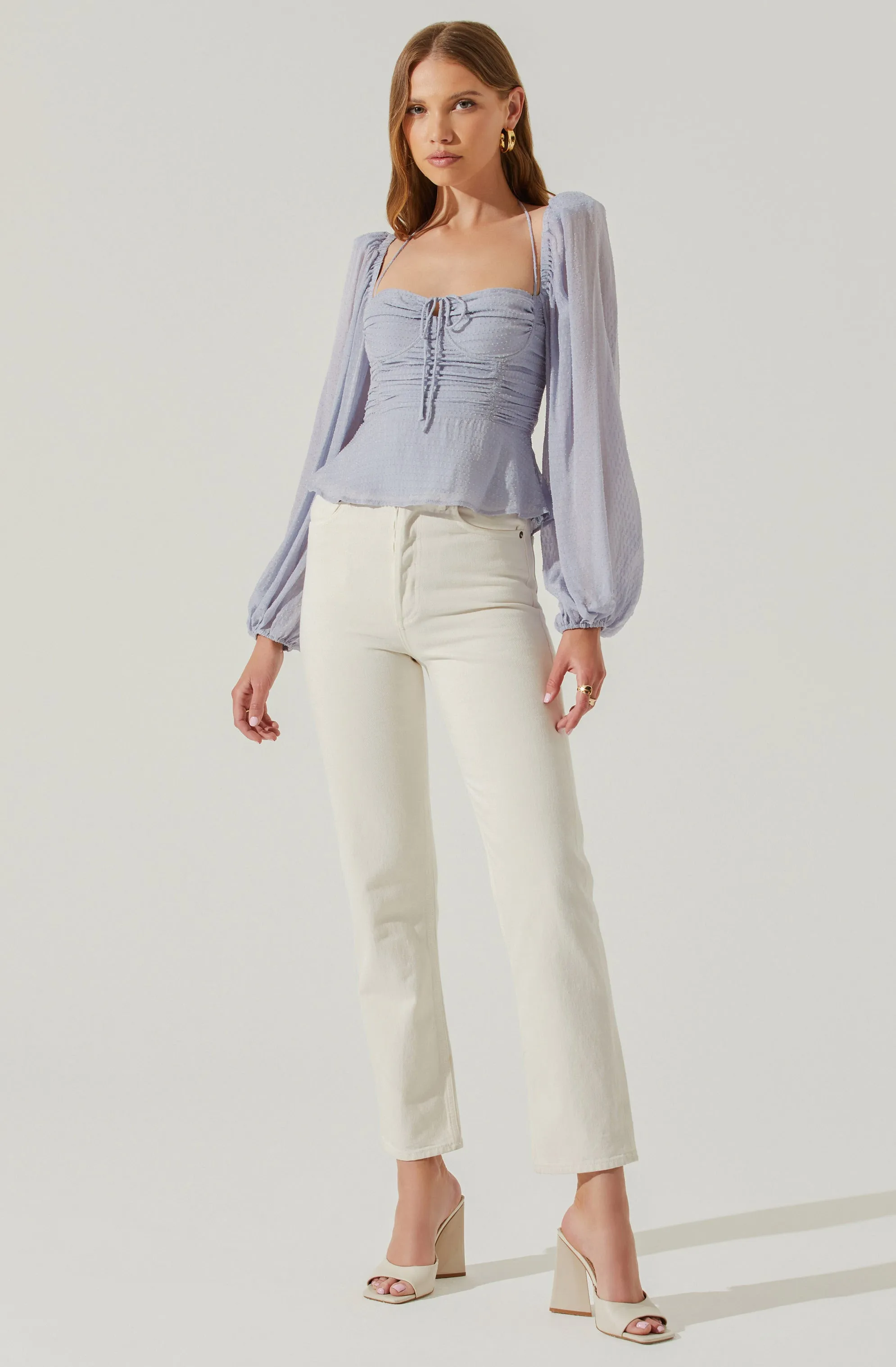 Roisin Tie Neck Puff Sleeve Top sold by Astr product image thumbnail 4