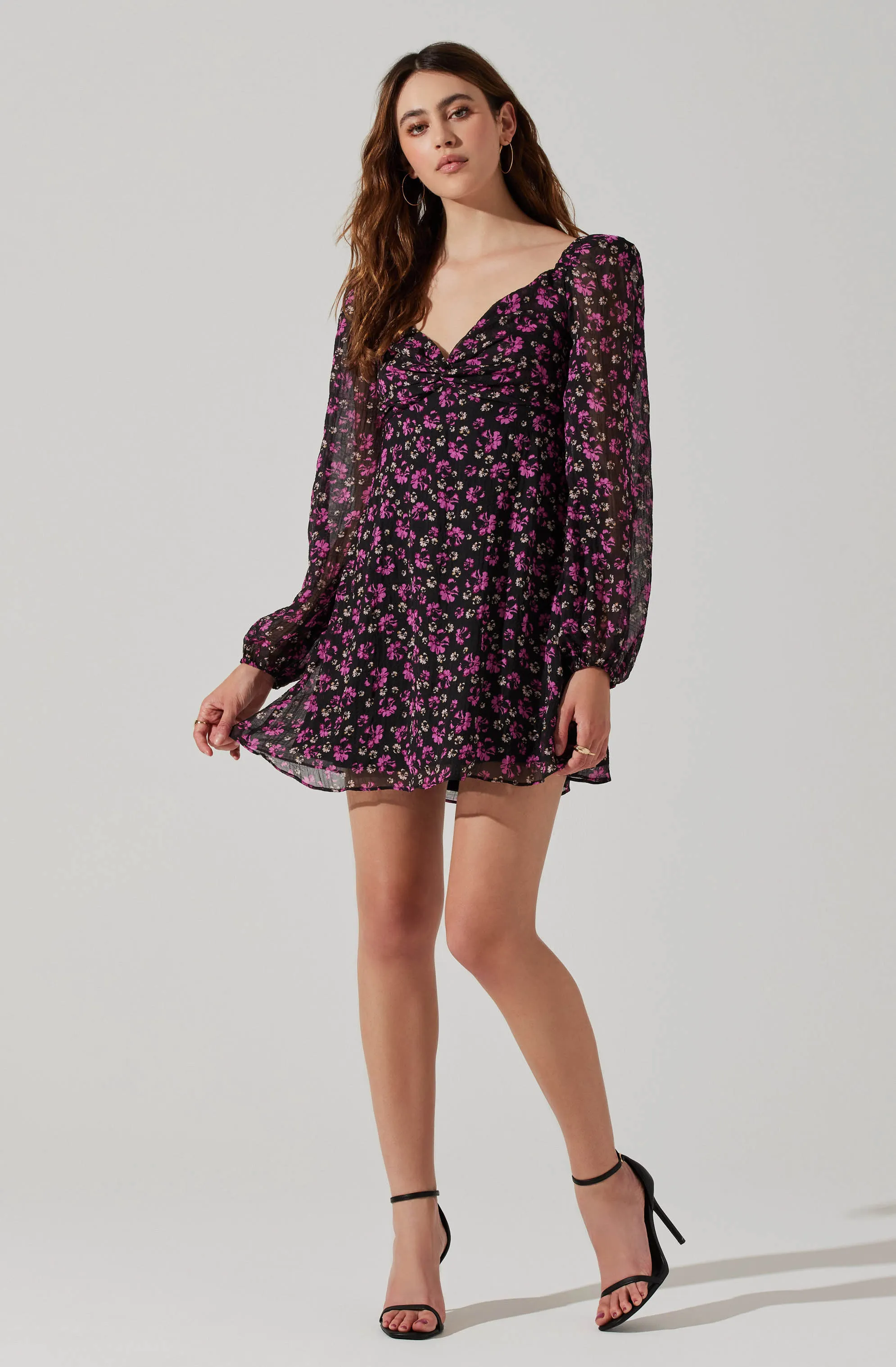 Long Sleeve A-line Mini Dress sold by Astr product image thumbnail 3