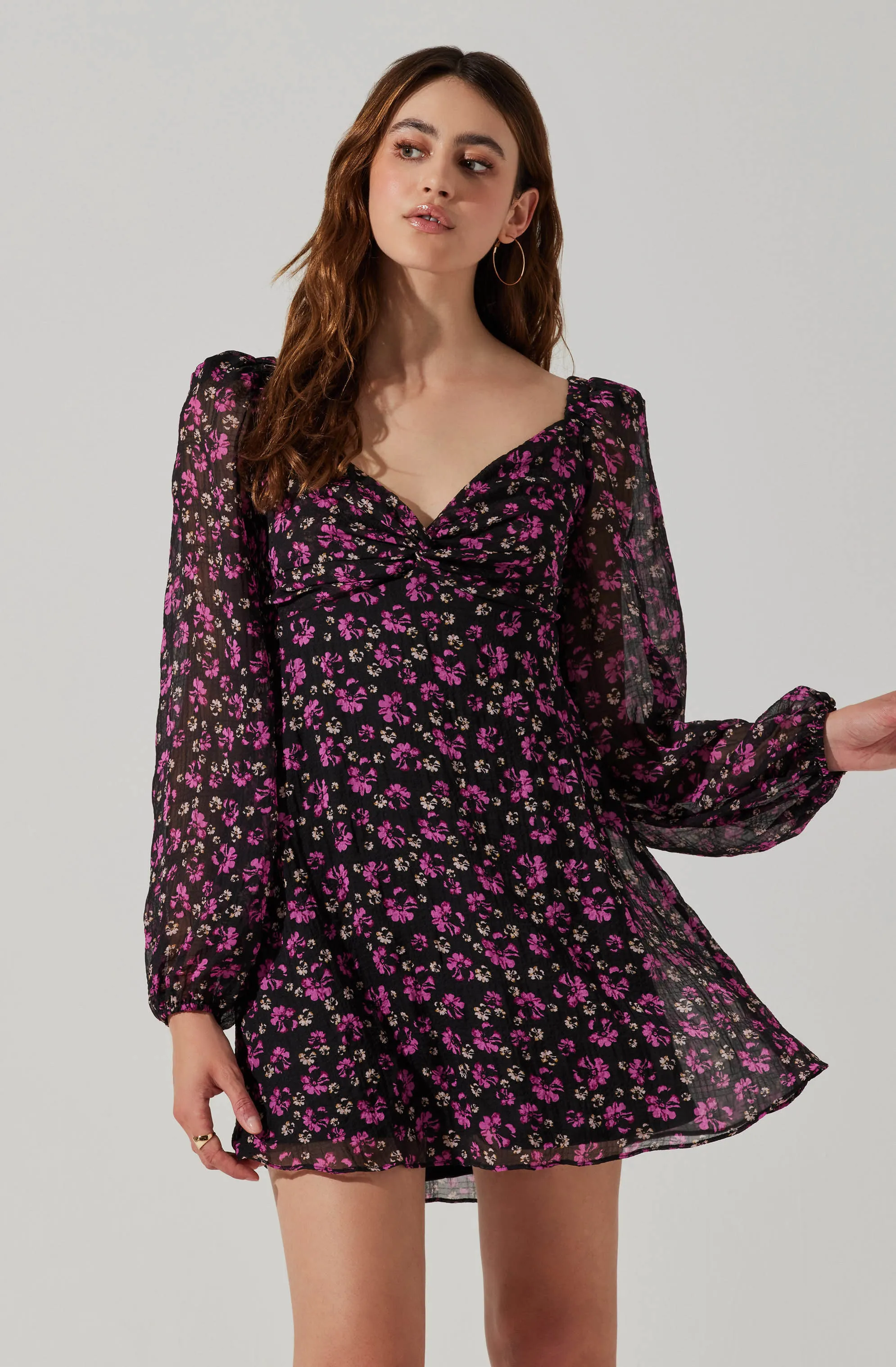 Long Sleeve A-line Mini Dress sold by Astr product image thumbnail 4